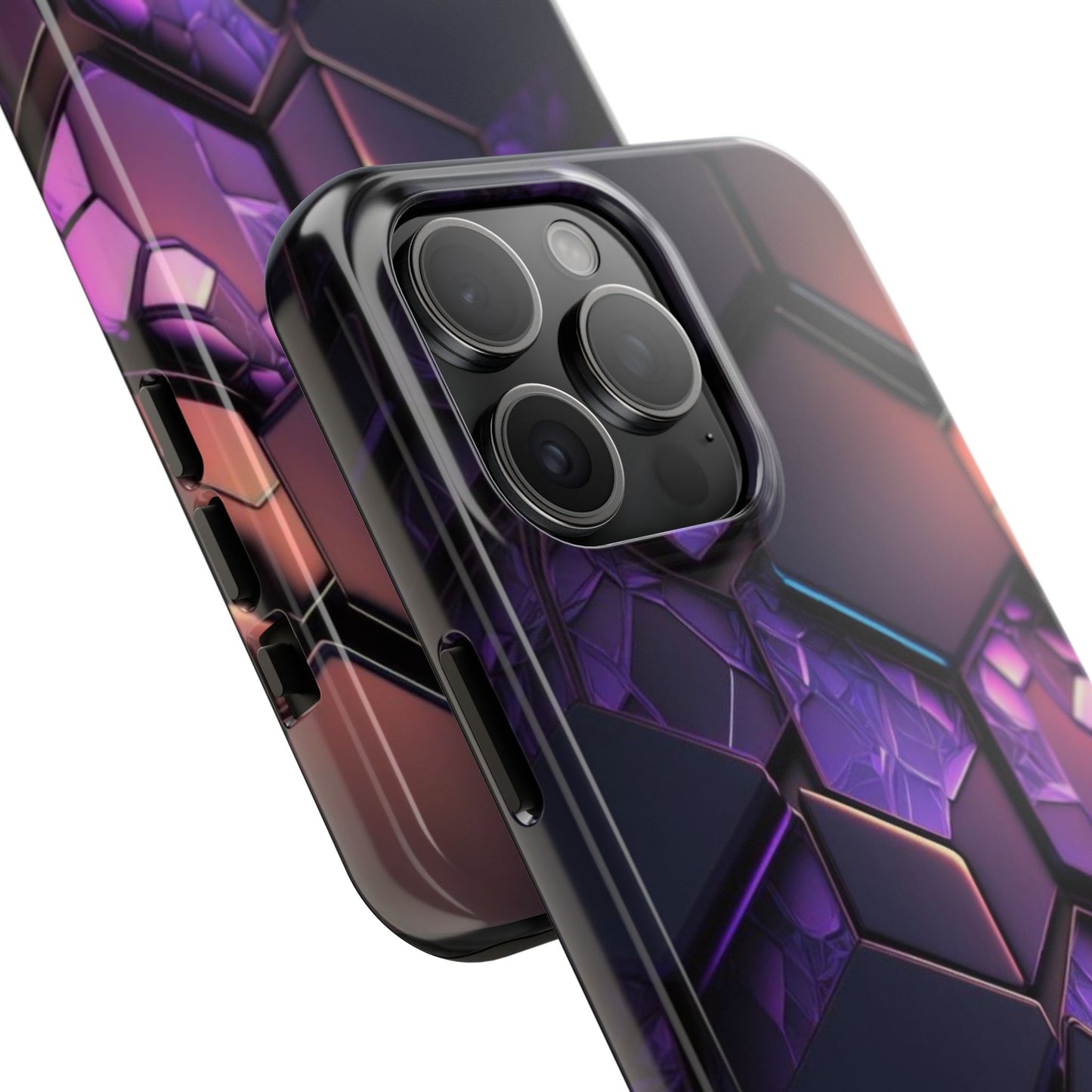 Hexagonal Tough Phone Case - Vibrant Protective Design for Tech Enthusiasts