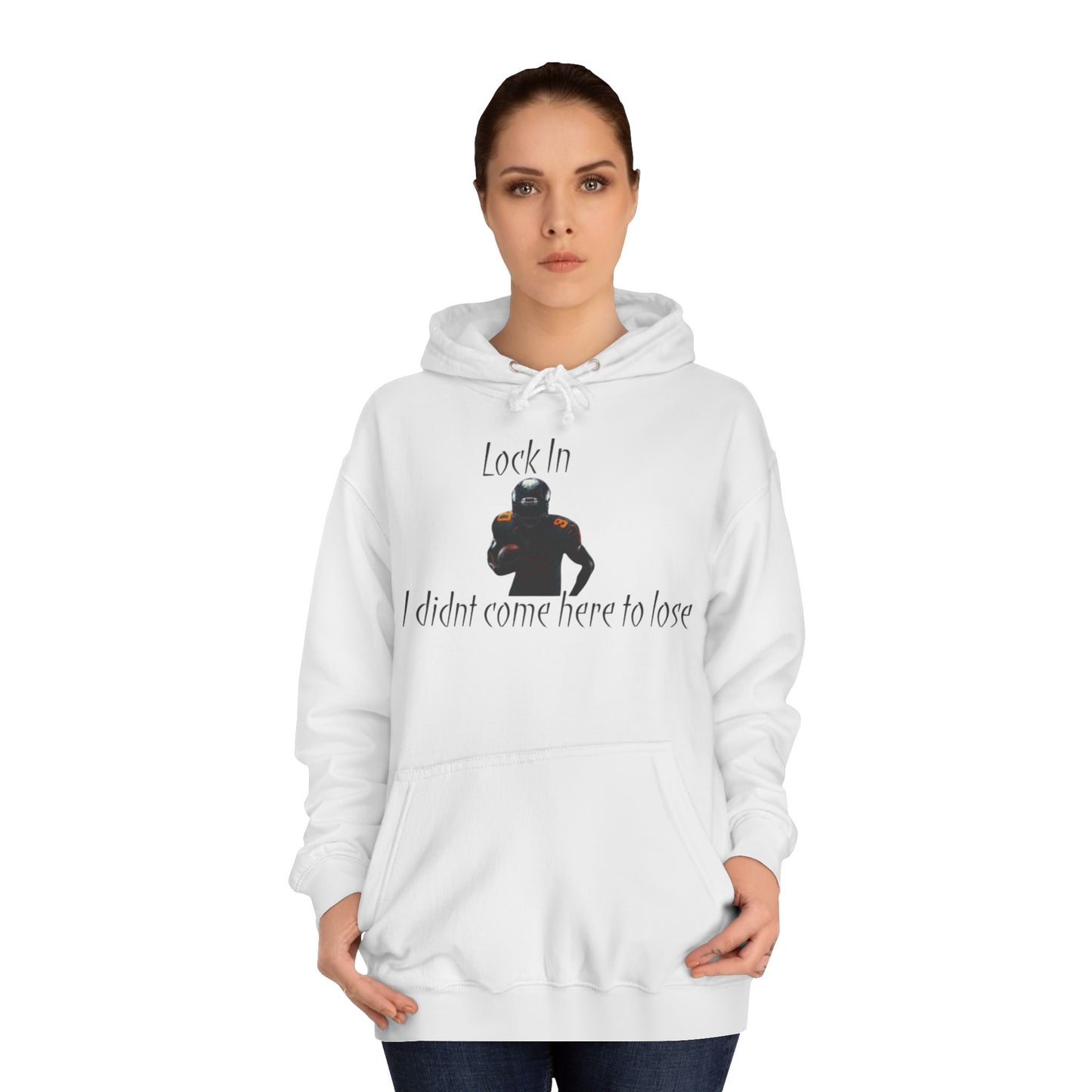 Glacier White Men’s NFL Hoodie – "Lock In" Football Edition Sweatshirt with Drawstrings & Kangaroo Pocket