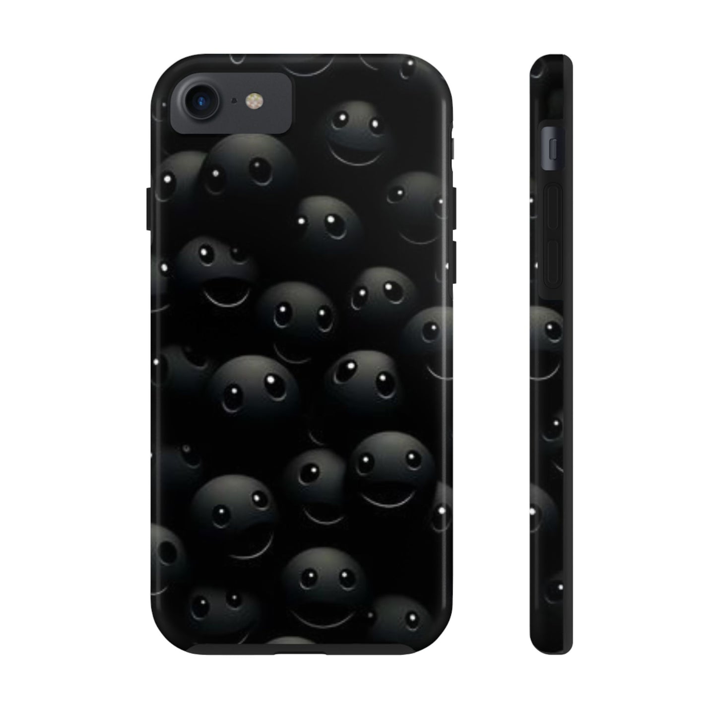😊 Cute Smiley Face Black Tough Phone Case – Fun & Durable Protection for iPhone & Android