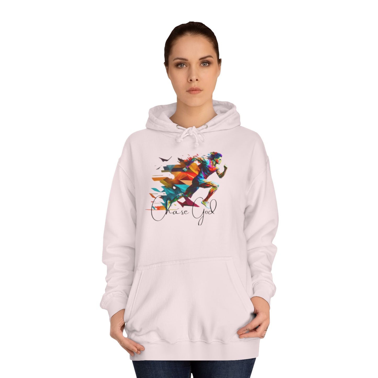 Angel White Faith Hoodie for Men – "Chase God, Inspire & Elevate" Spiritual Motivation Wear