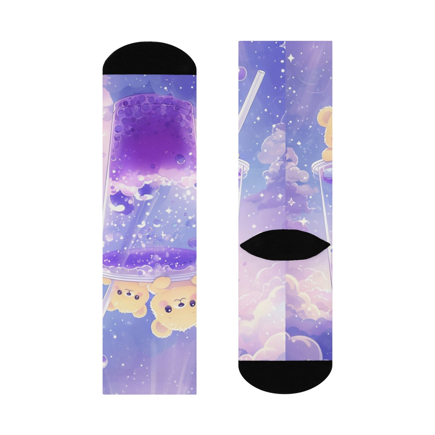Cushioned Crew Socks- Cute White Bear