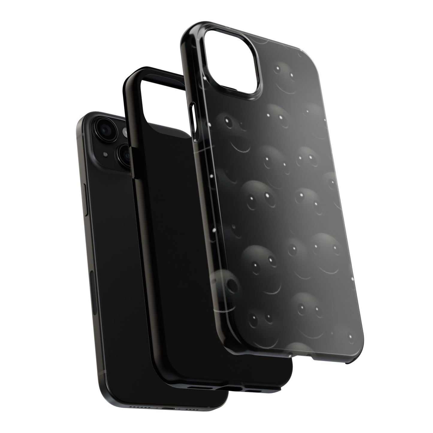 😊 Cute Smiley Face Black Tough Phone Case – Fun & Durable Protection for iPhone & Android