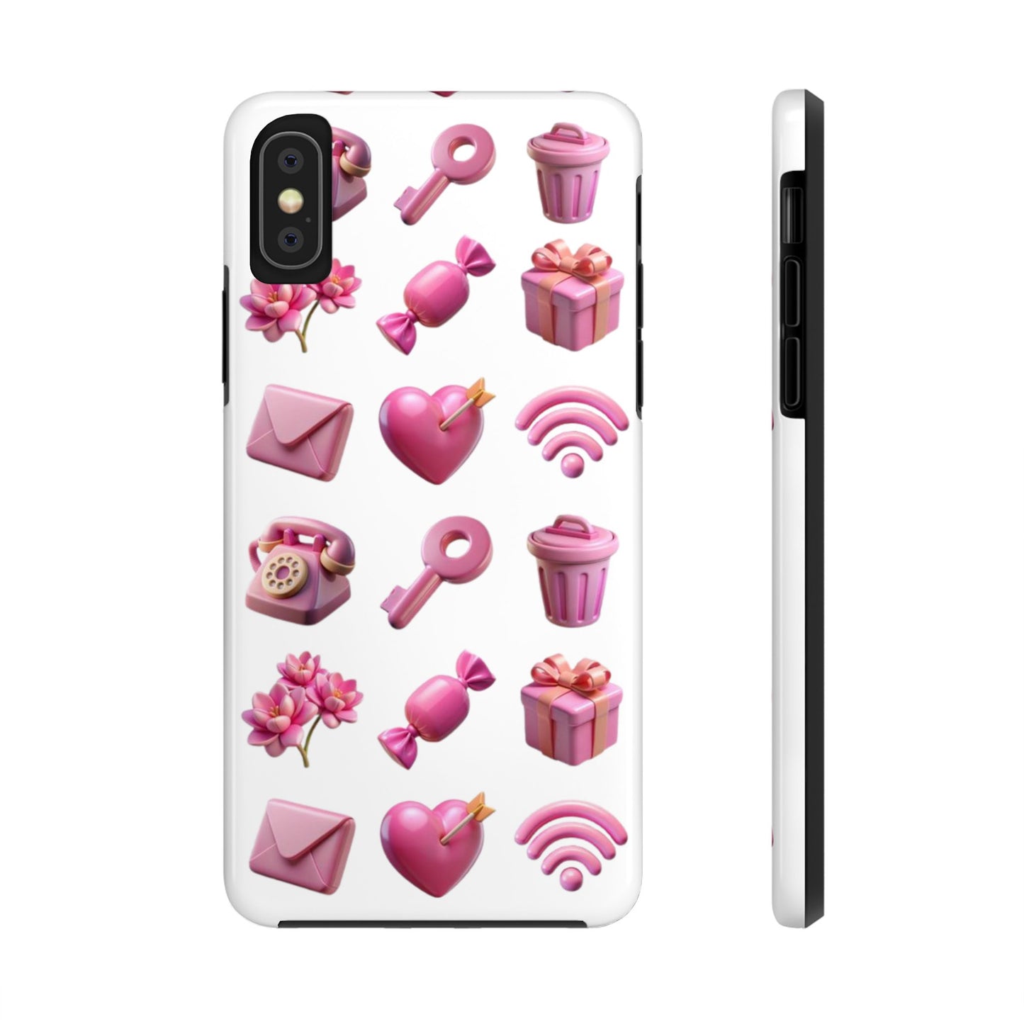 Cute and Colorful Tough Phone Case - Pink Emojis Design