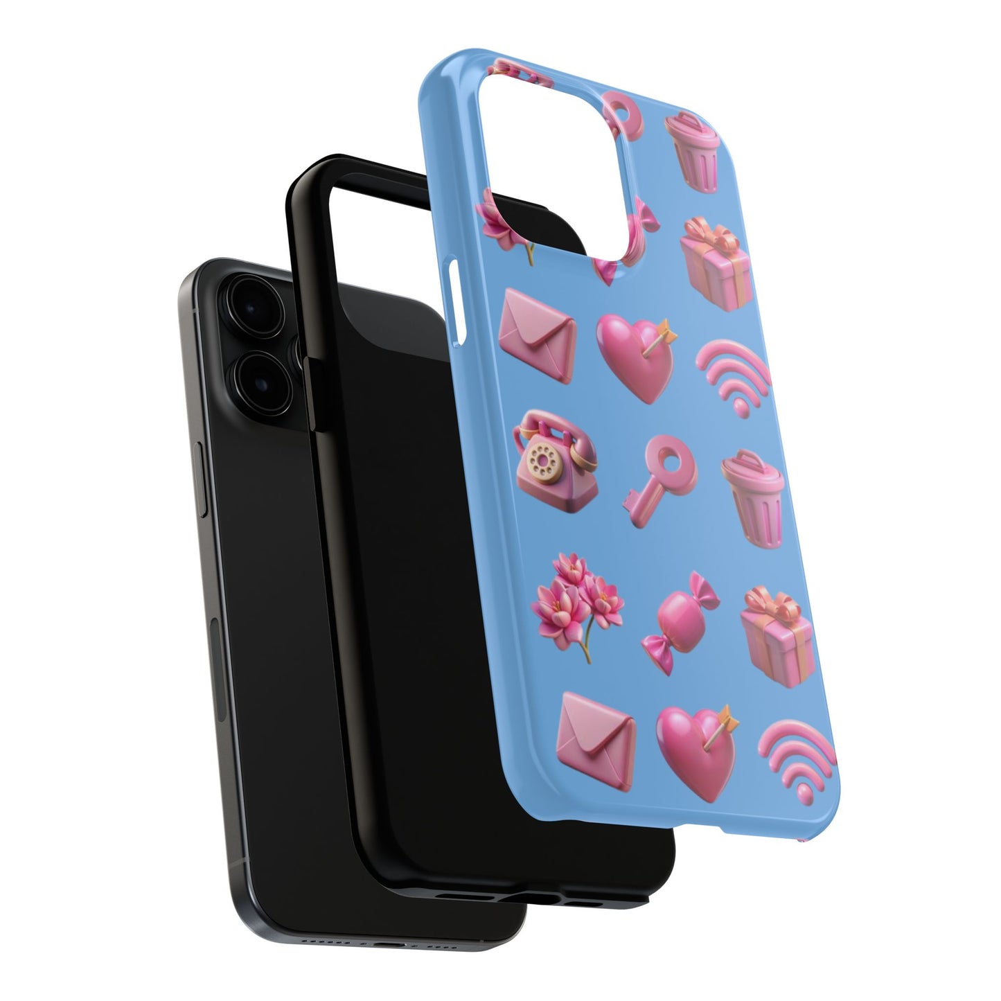 Cute and Colorful Tough Phone Case - Pink Emojis Design