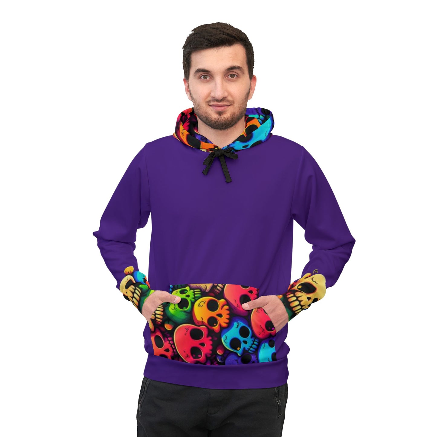 💜💀 Colorful Skulls Purple Hoodie – Bold & Edgy Streetwear for Men & Women