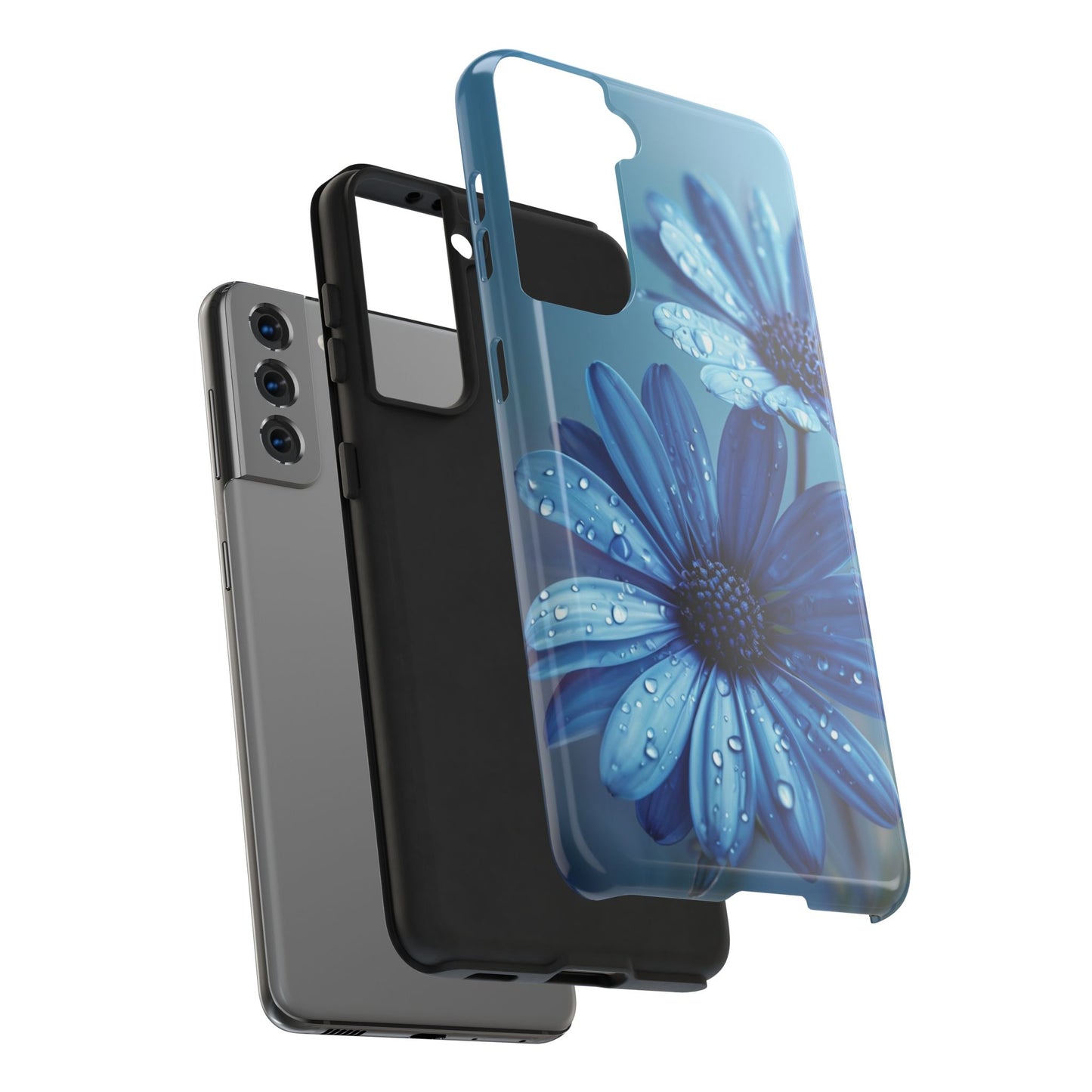Blue Floral Tough Phone Case - Durable & Stylish Protection