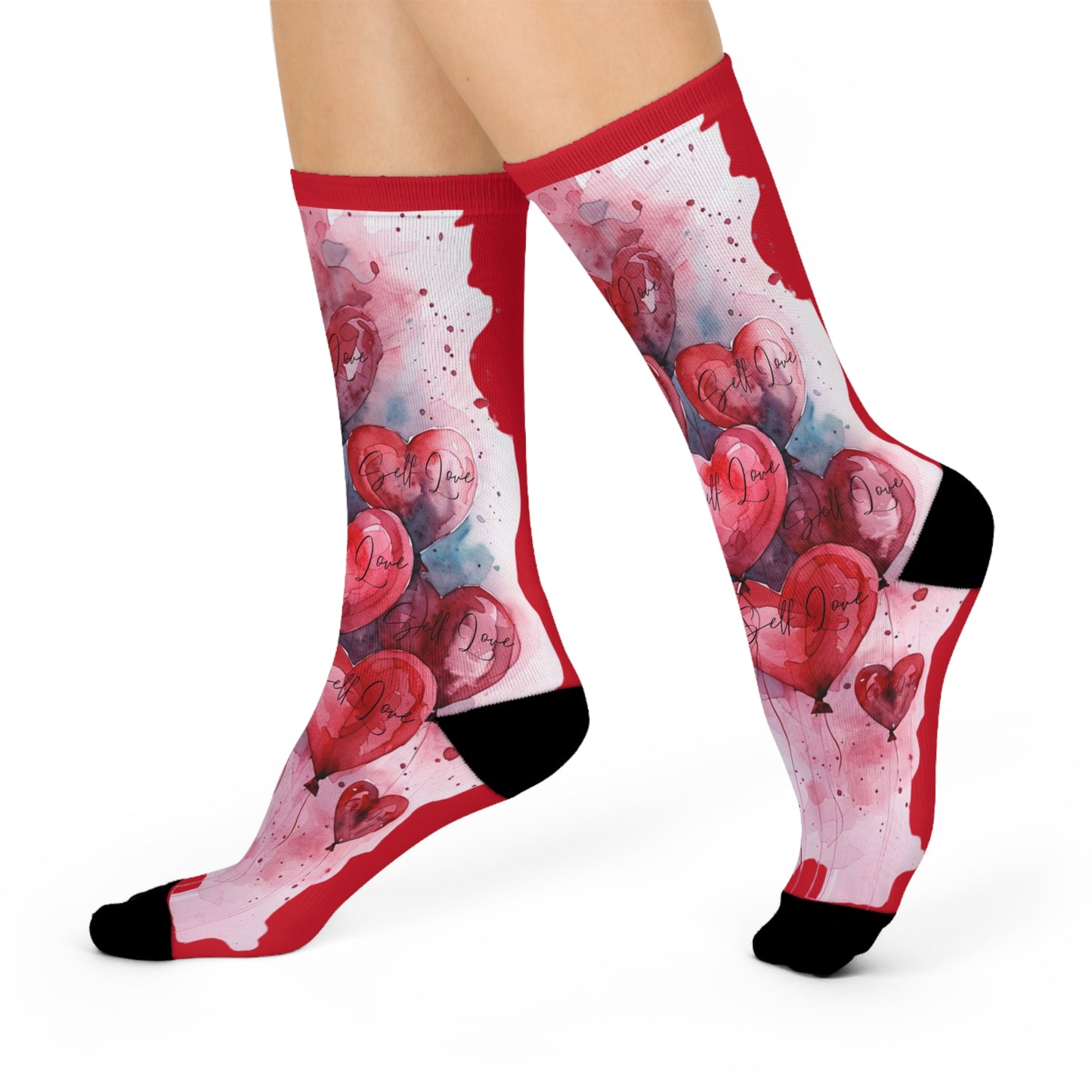 Cushioned Crew Socks Hearts For Valentine's