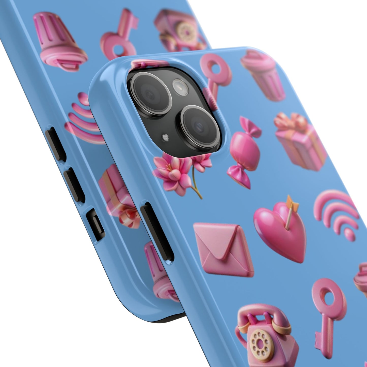 Cute and Colorful Tough Phone Case - Pink Emojis Design