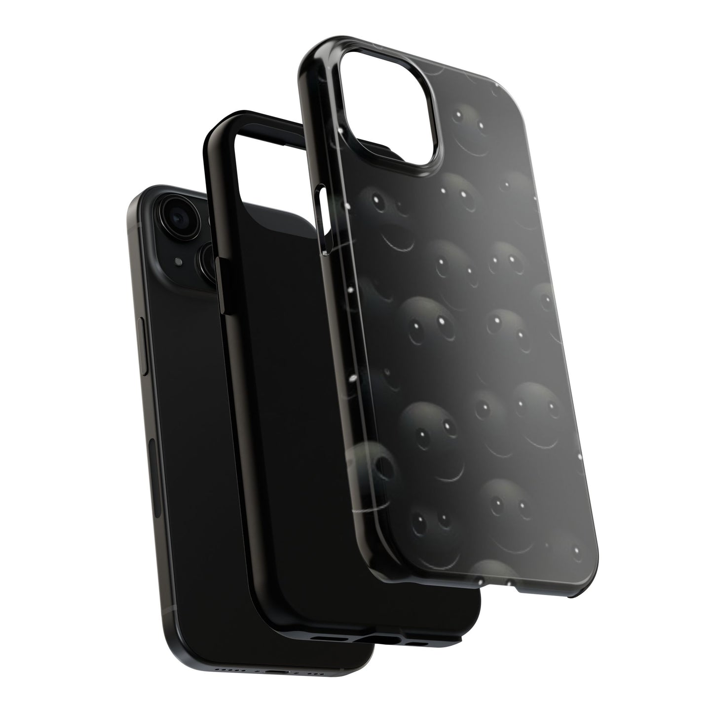 😊 Cute Smiley Face Black Tough Phone Case – Fun & Durable Protection for iPhone & Android