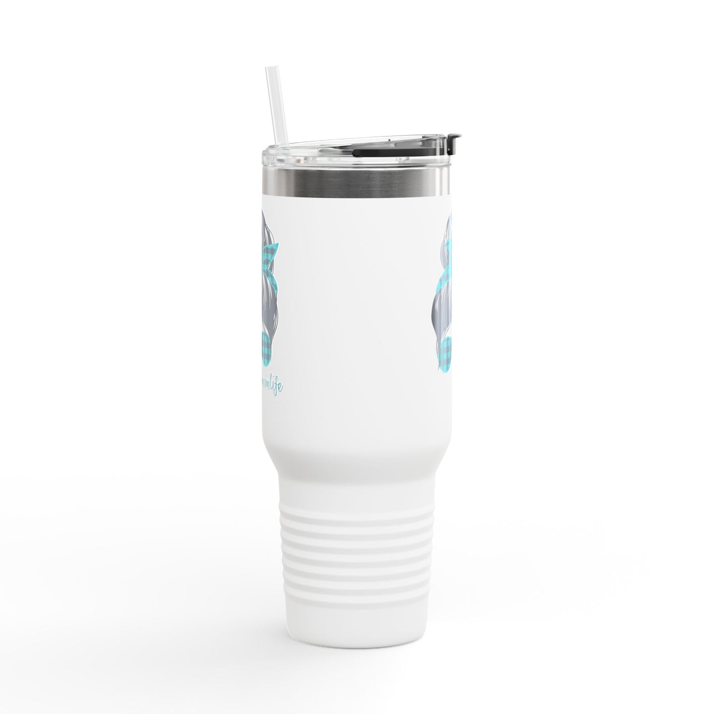 Mom Life Insulated Tumbler - 40oz with Straw | Cute Bun Design β Perfect Gift for Moms