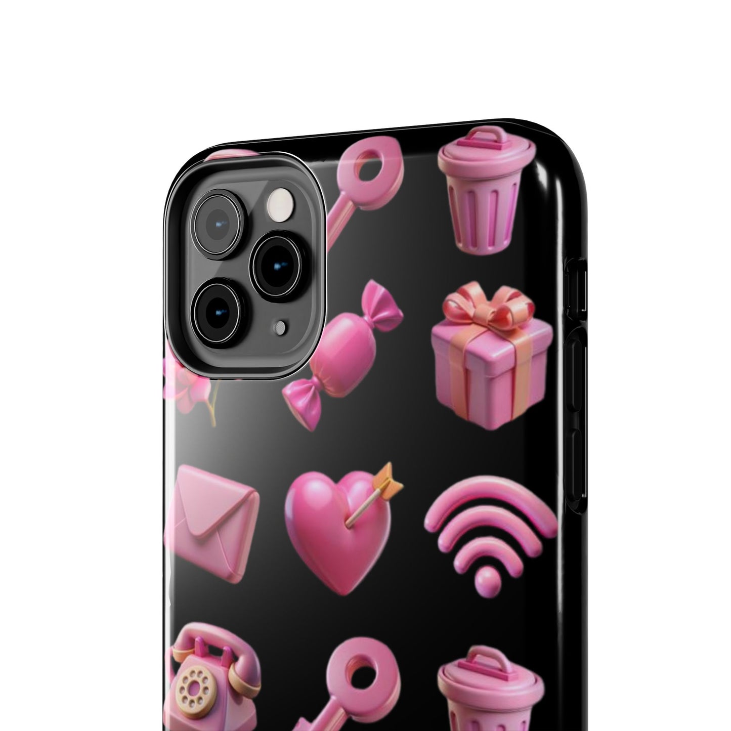 Cute and Colorful Tough Phone Case - Pink Emojis Design