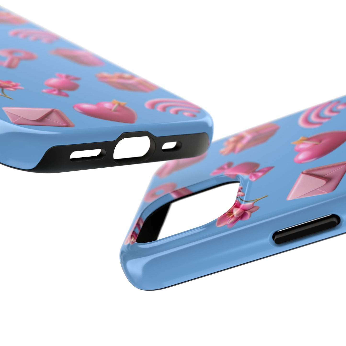 Cute and Colorful Tough Phone Case - Pink Emojis Design