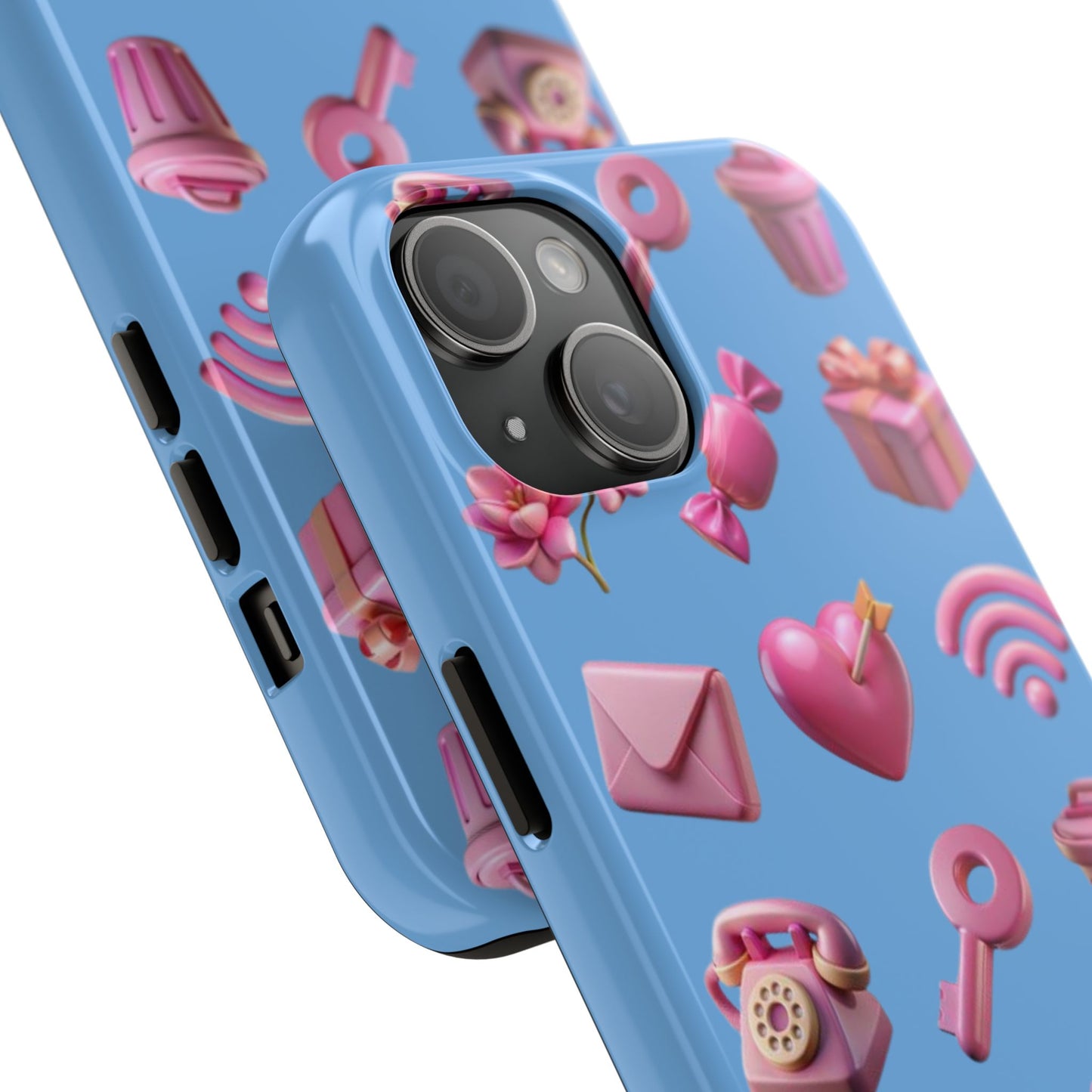 Cute and Colorful Tough Phone Case - Pink Emojis Design