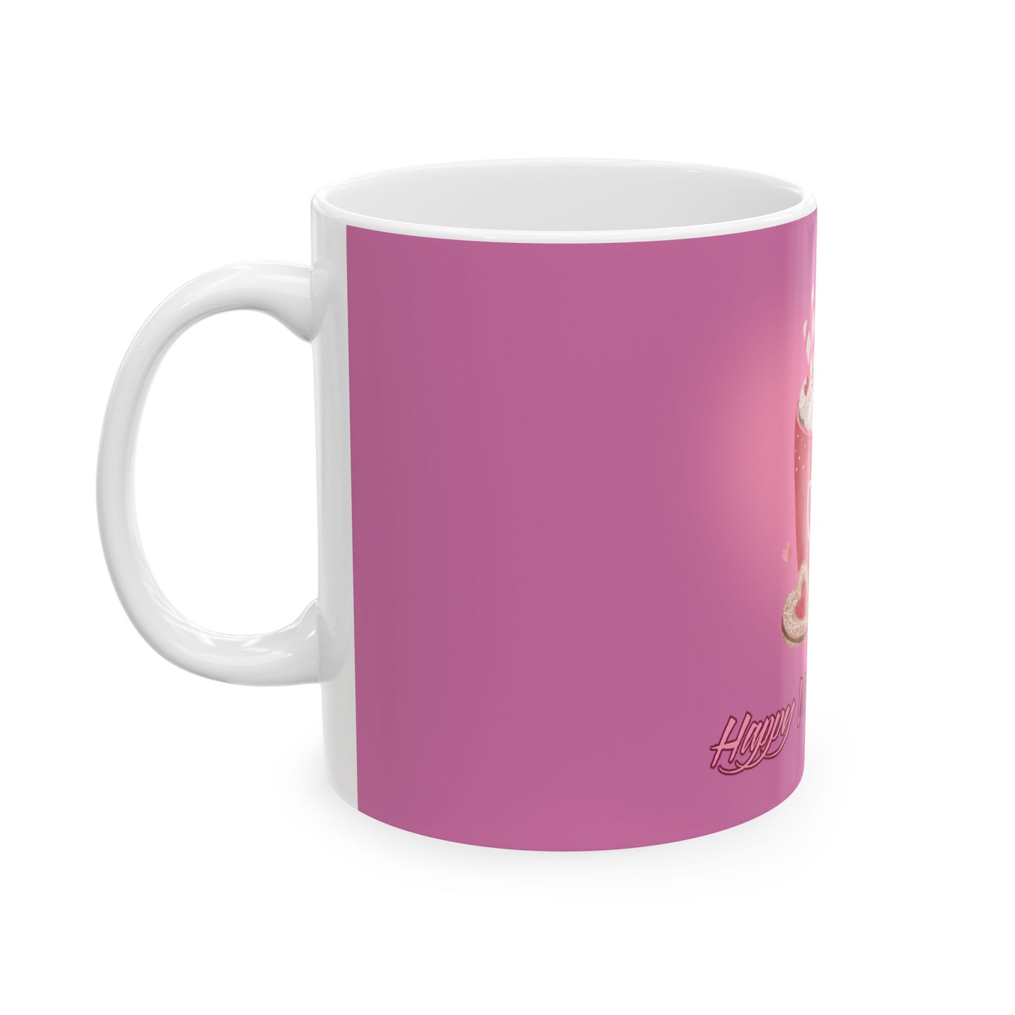 Happy Valentine's Day Ceramic Mug - Cute Pink Heart Design, 11oz Coffee Cup πβπ