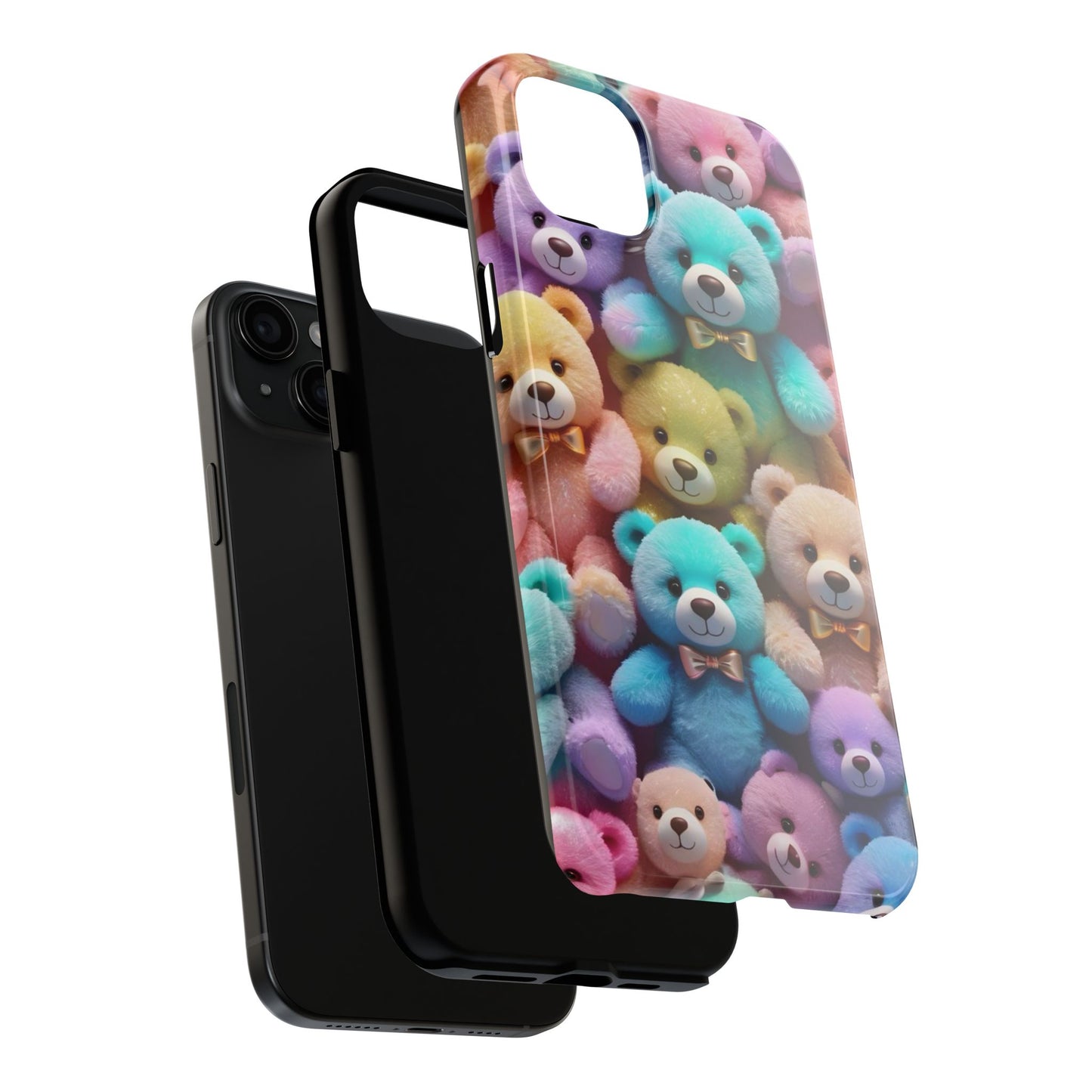 "Cute Teddy Bear Tough Phone Case – Colorful Plush-Inspired Protective Cover for iPhone & Android"