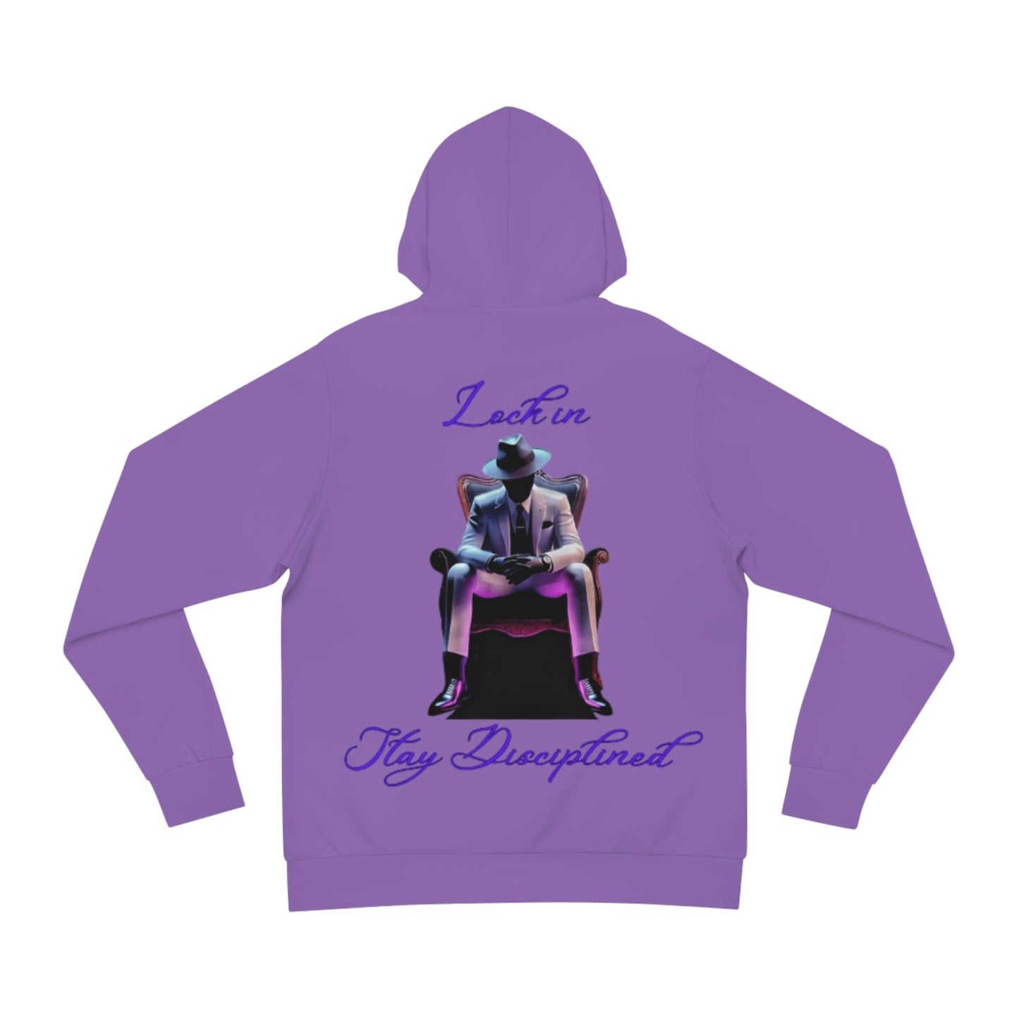 Amethyst Purple Focus Hoodie – "Lock In, Stay Disciplined" Motivational Pullover with Drawstrings & Kangaroo Pocket