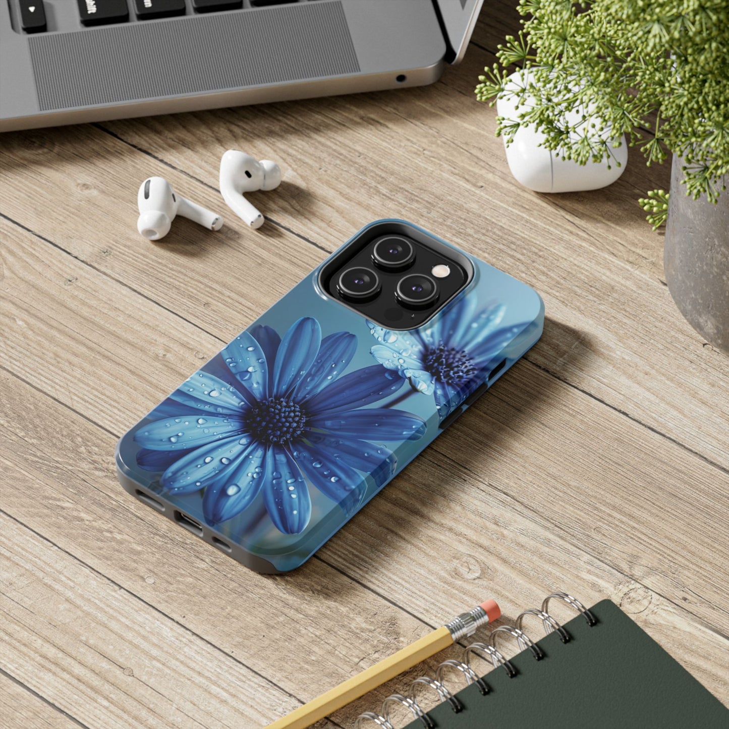 Blue Floral Tough Phone Case - Durable & Stylish Protection
