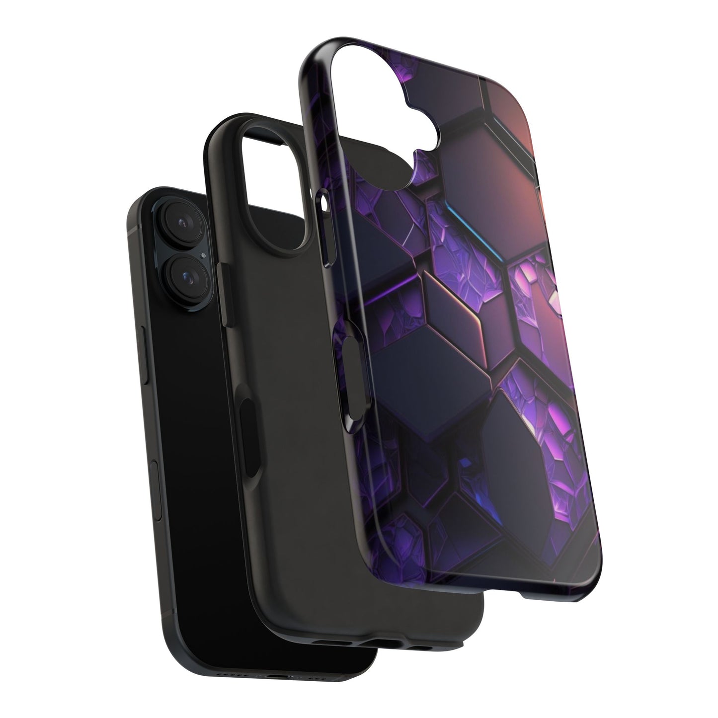 Hexagonal Tough Phone Case - Vibrant Protective Design for Tech Enthusiasts