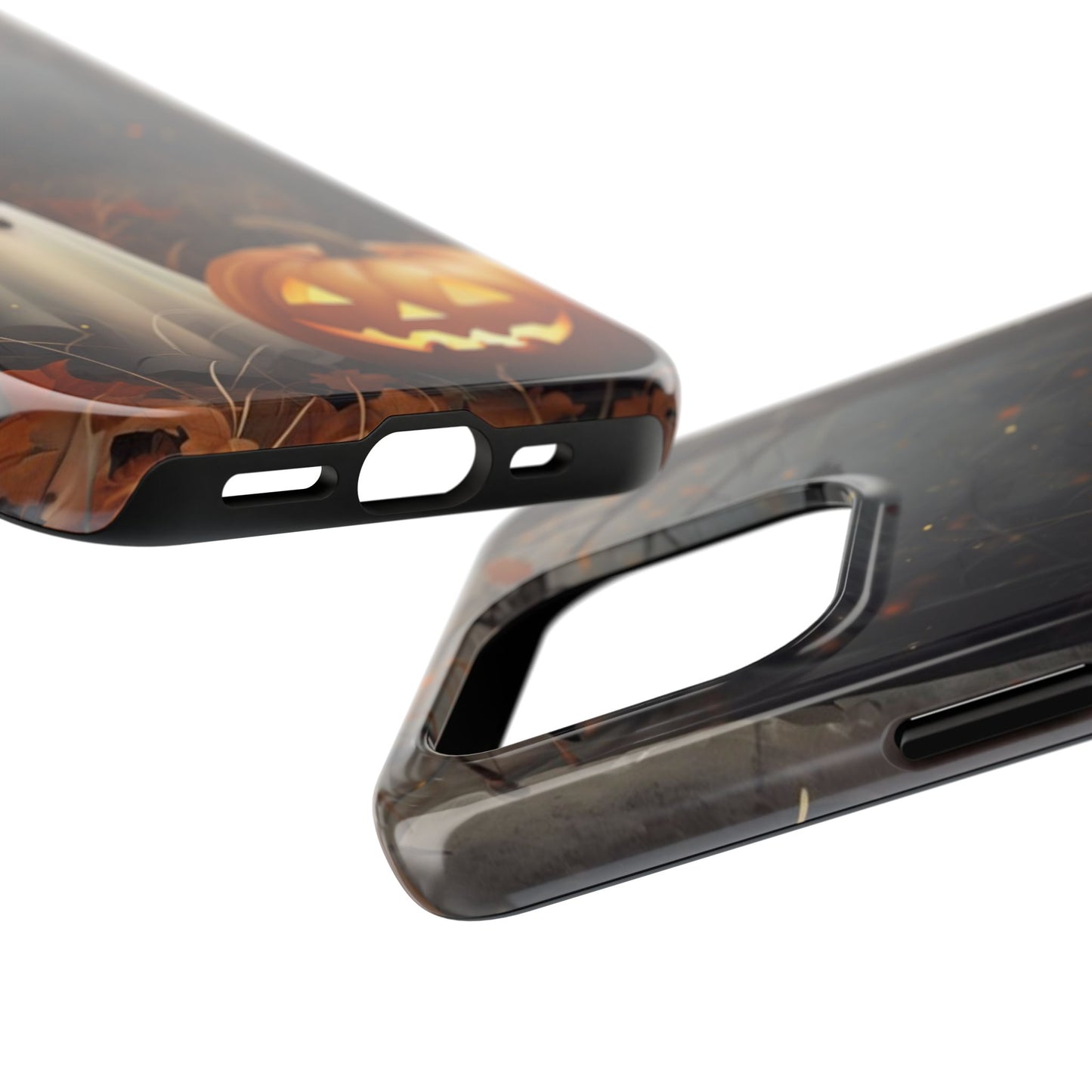 Spooky Halloween Phone Case - Tough Protective Cover with Ghost and Pumpkin Design