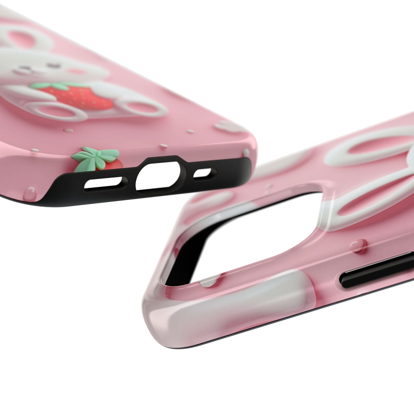Cute Bunny Strawberry Tough Phone Case - Perfect for Kids & Spring Celebrations