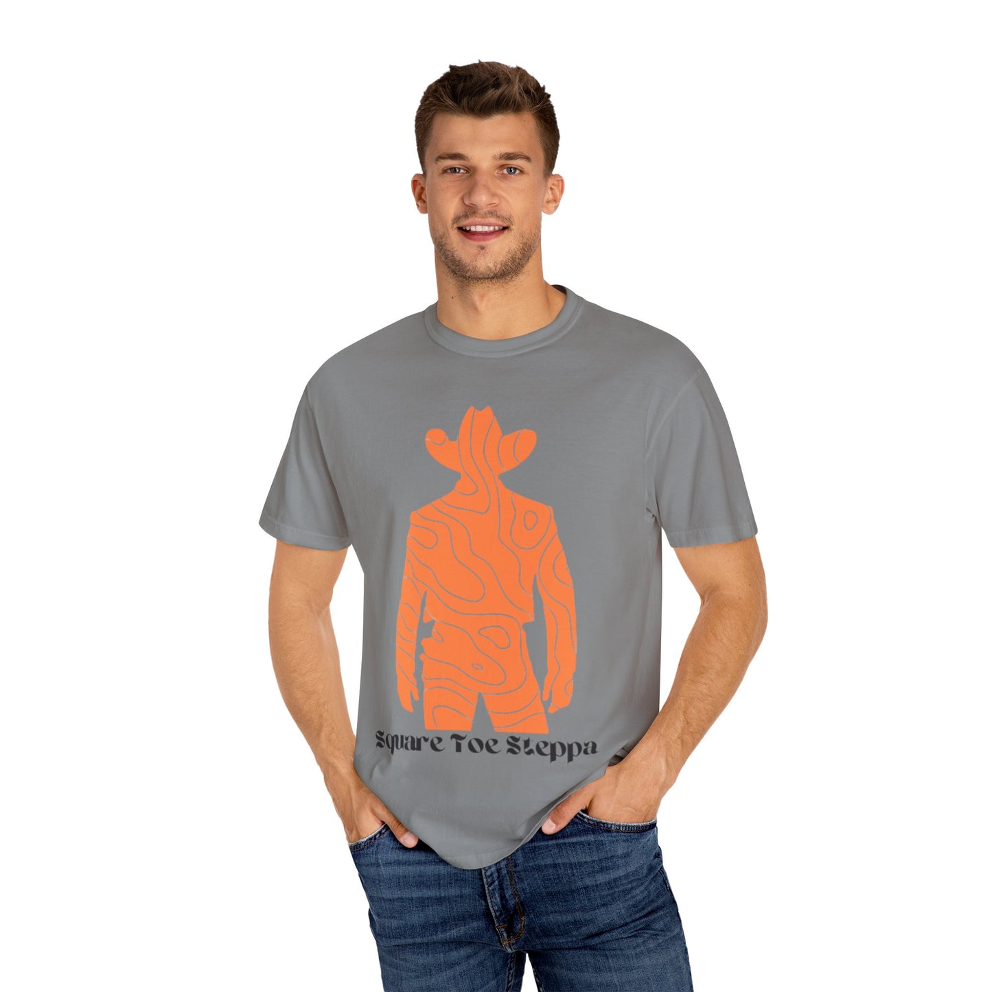 Rust Brown Men's Large T-Shirt – "Square Toe Steppa" Western Cowboy Graphic Tee