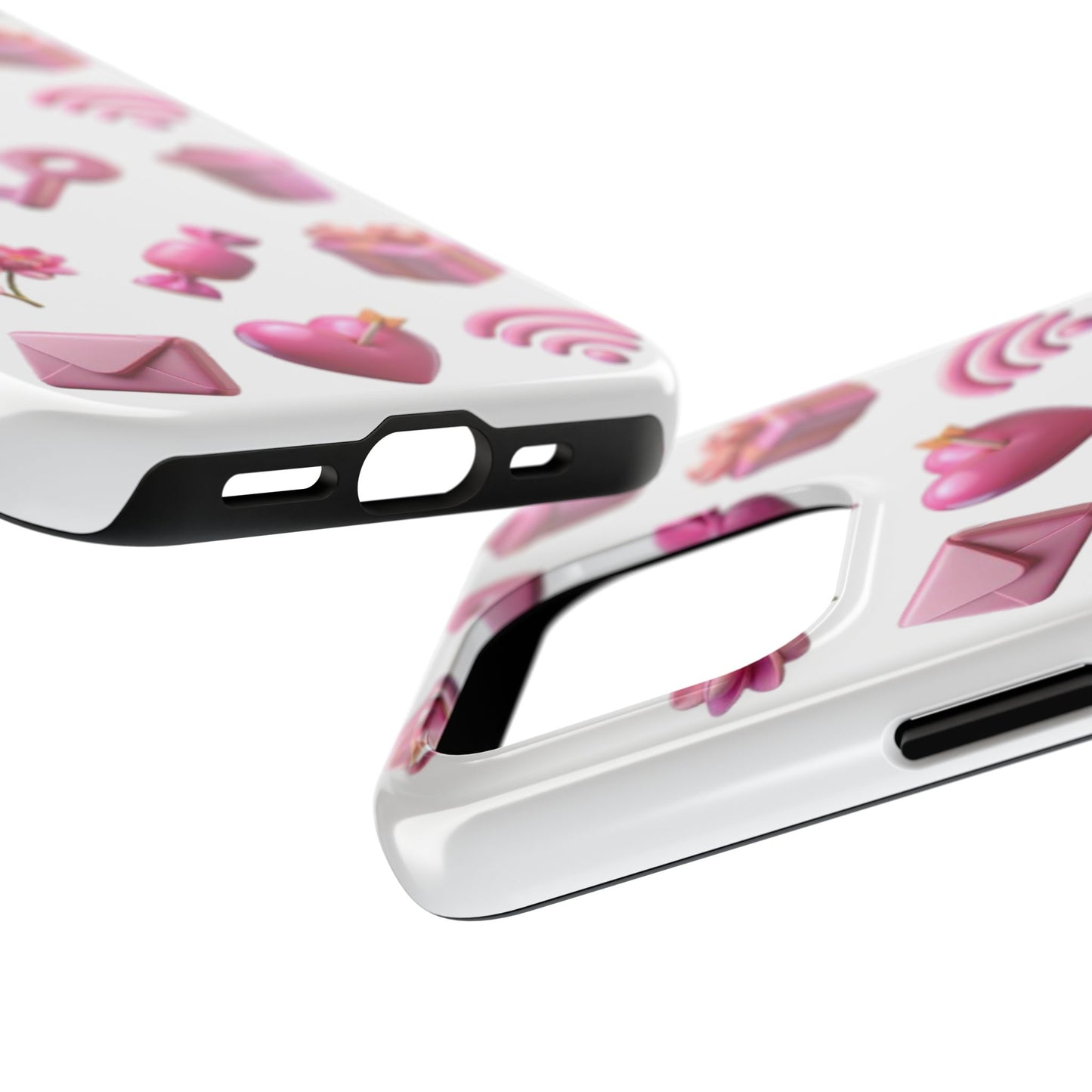 Cute and Colorful Tough Phone Case - Pink Emojis Design