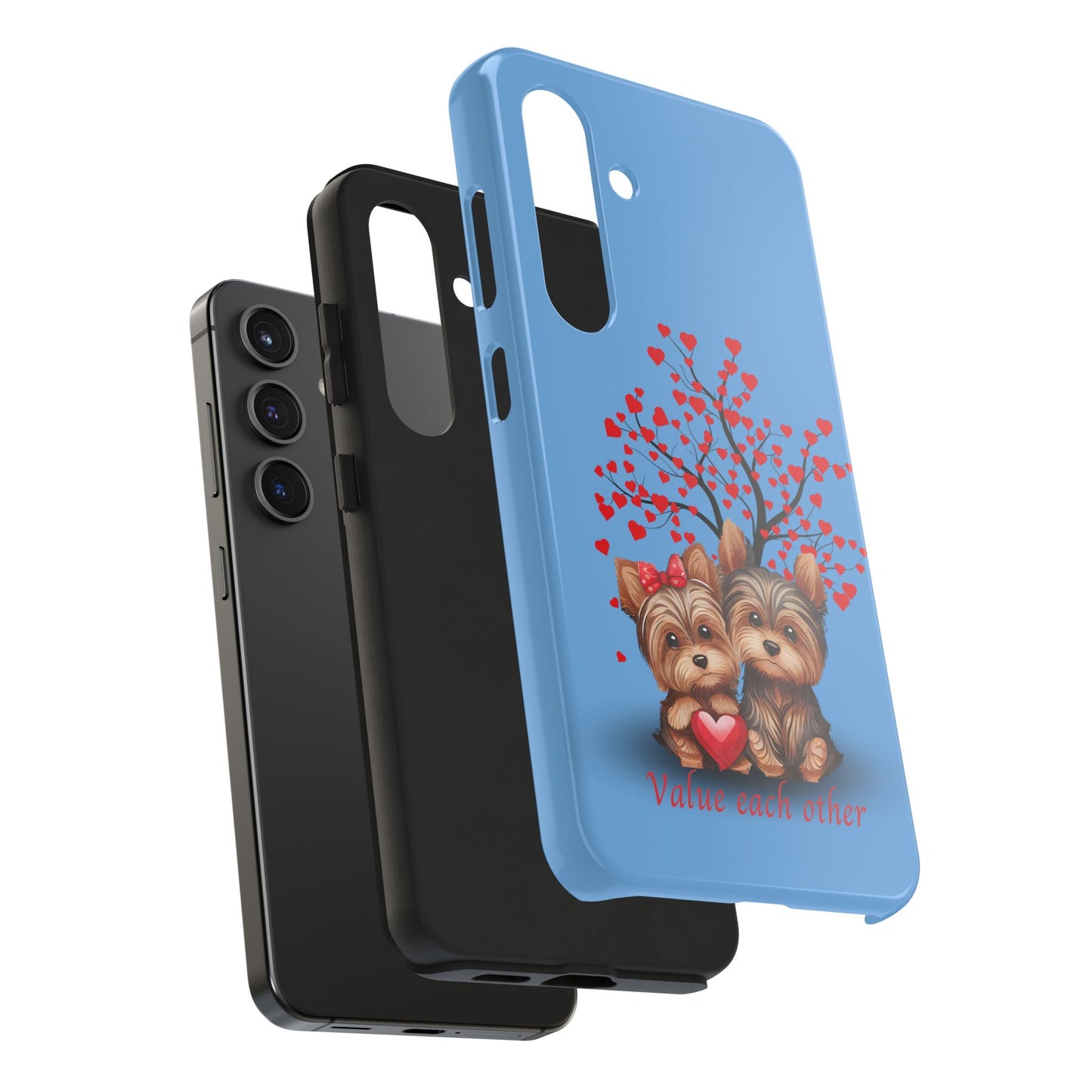 Cute Yorkshire Terrier Phone Case - "Value Each Other" Tough Case for Pet Lovers