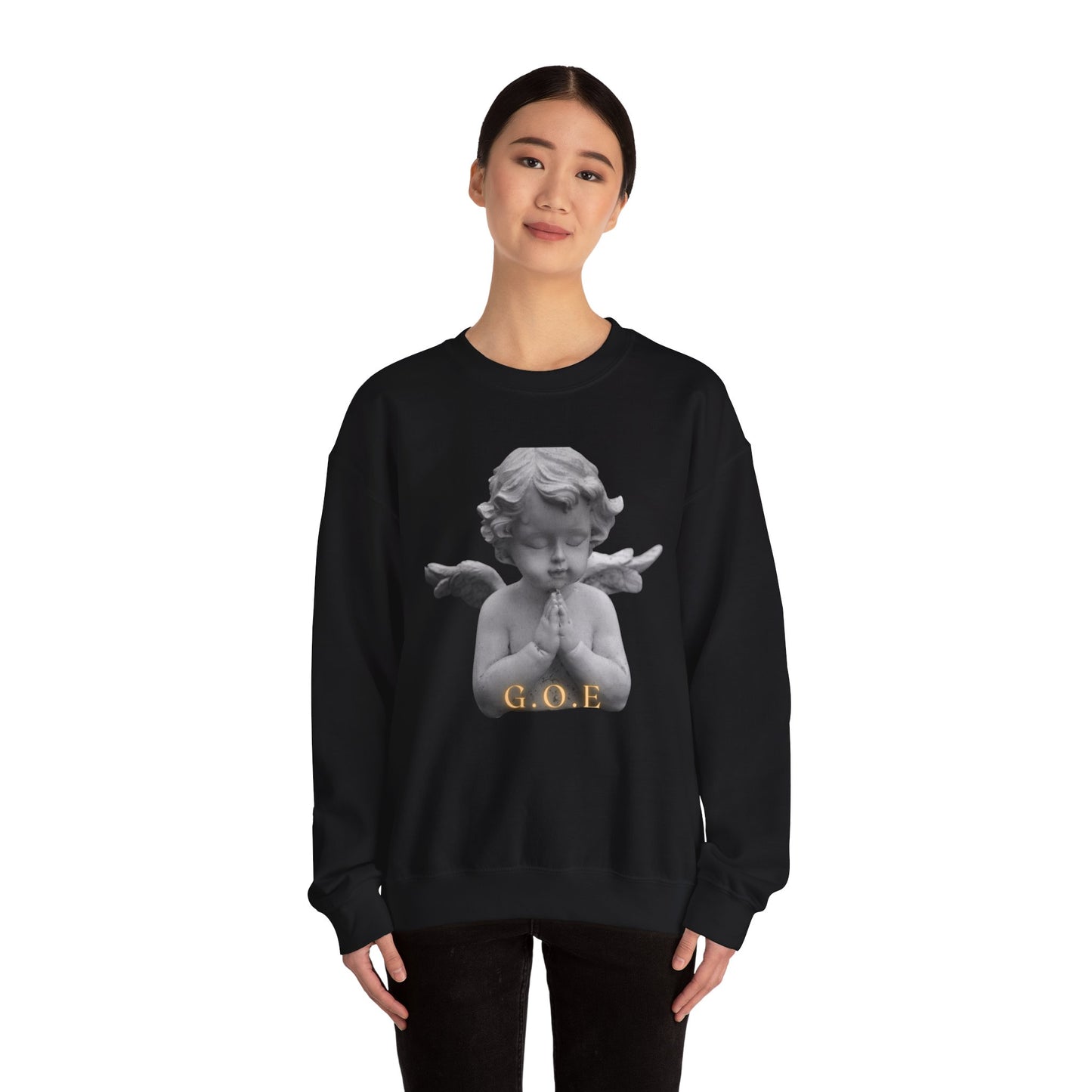 Pure Cloud Men & Women’s Sweater – "G.O.E Angel" (God Over Everything) Faith-Inspired Pullover
