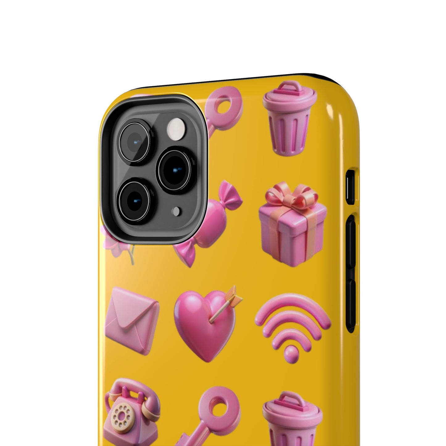 Cute and Colorful Tough Phone Case - Pink Emojis Design