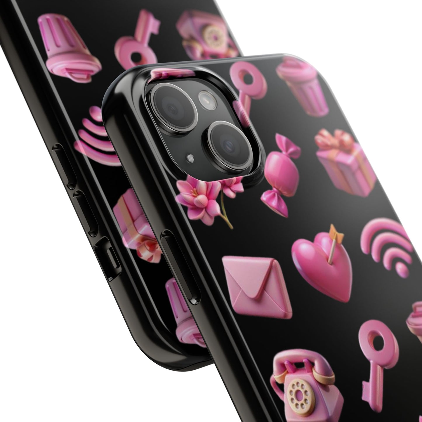 Cute and Colorful Tough Phone Case - Pink Emojis Design