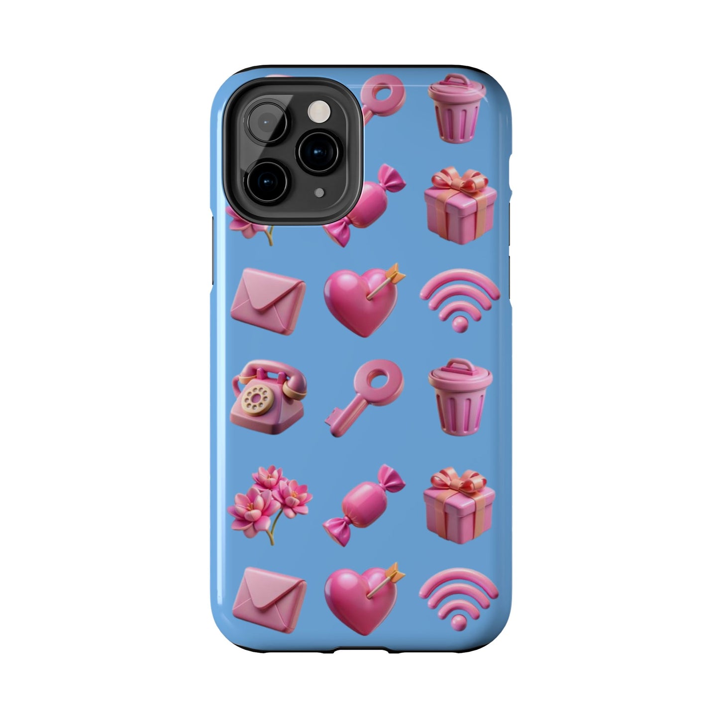 Cute and Colorful Tough Phone Case - Pink Emojis Design
