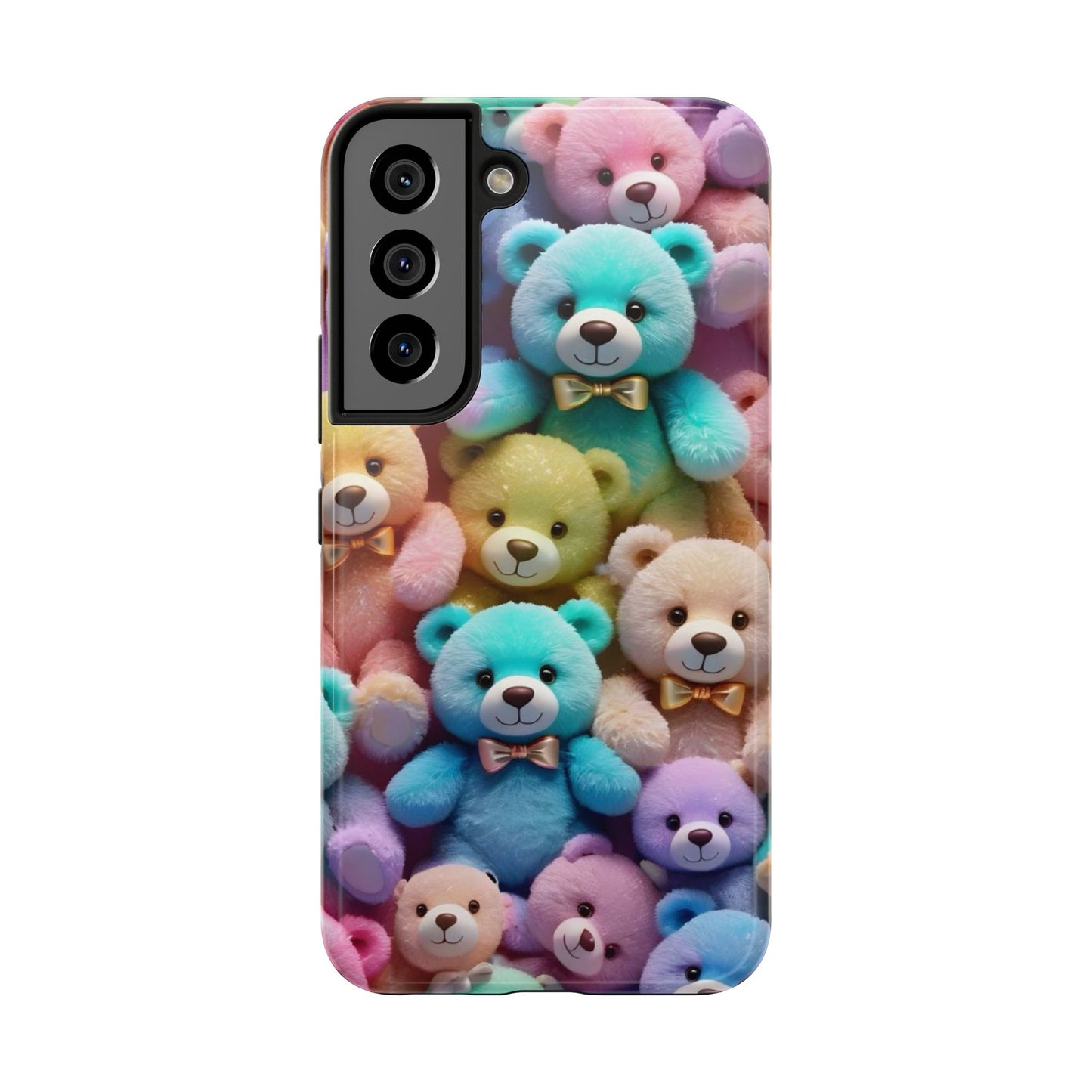 "Cute Teddy Bear Tough Phone Case – Colorful Plush-Inspired Protective Cover for iPhone & Android"