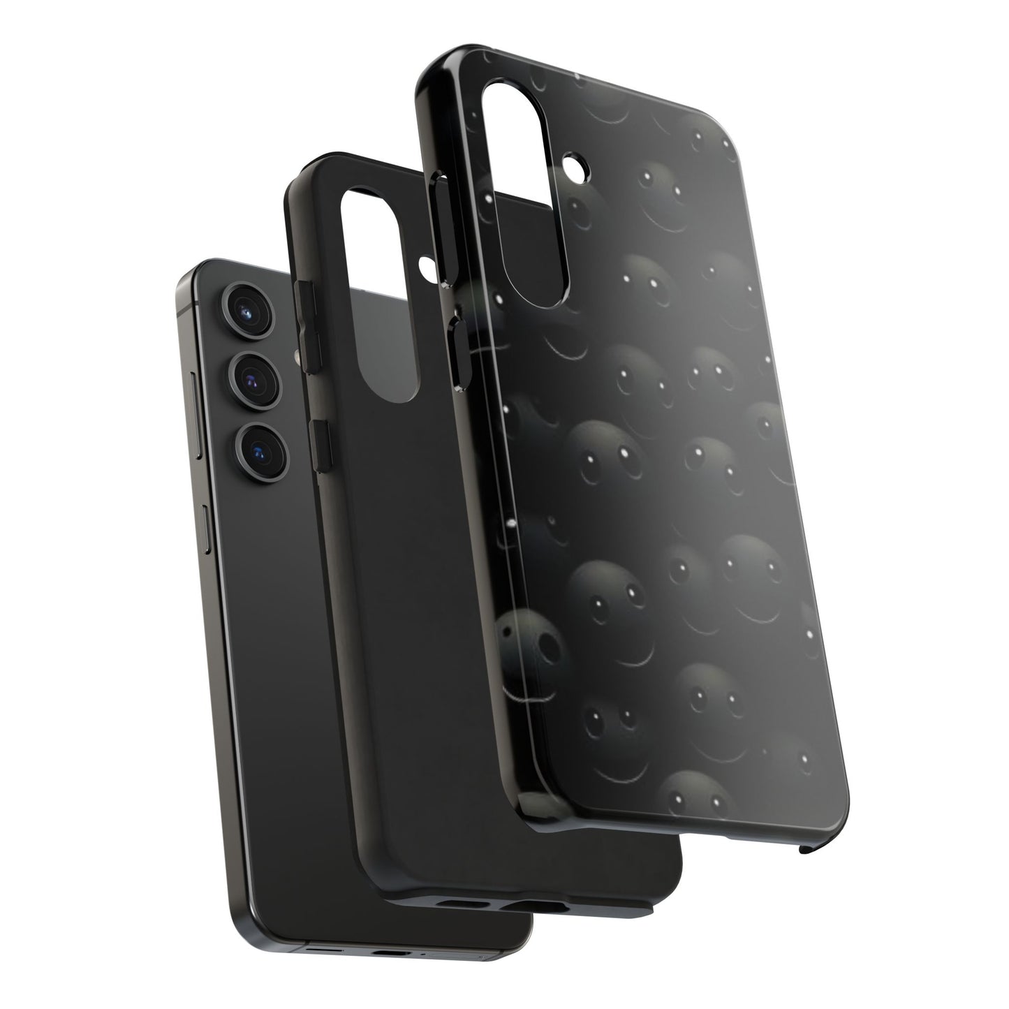 😊 Cute Smiley Face Black Tough Phone Case – Fun & Durable Protection for iPhone & Android
