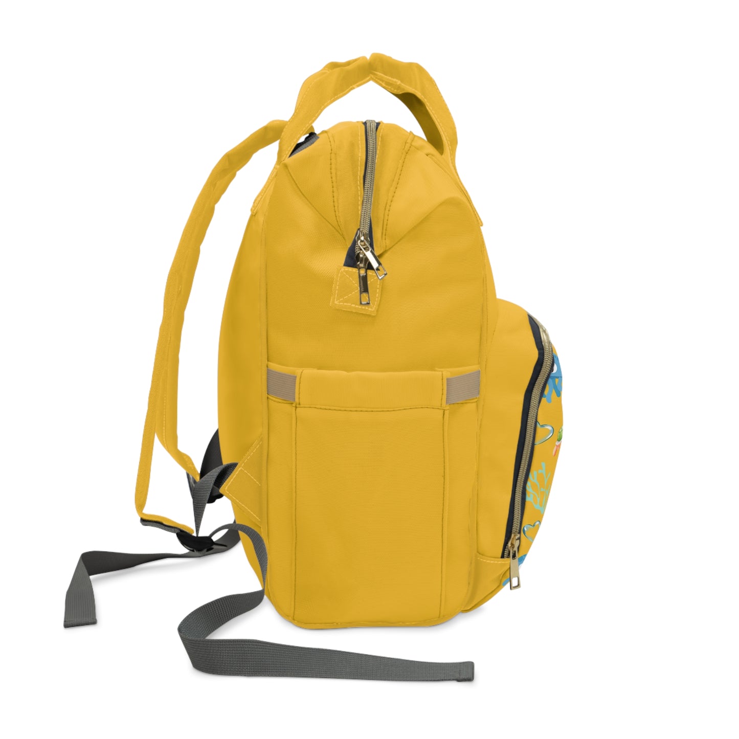 Bright Yellow Baby Mom Diaper Backpack with Ocean Theme | Perfect Baby Shark Bag for Moms ππΆ