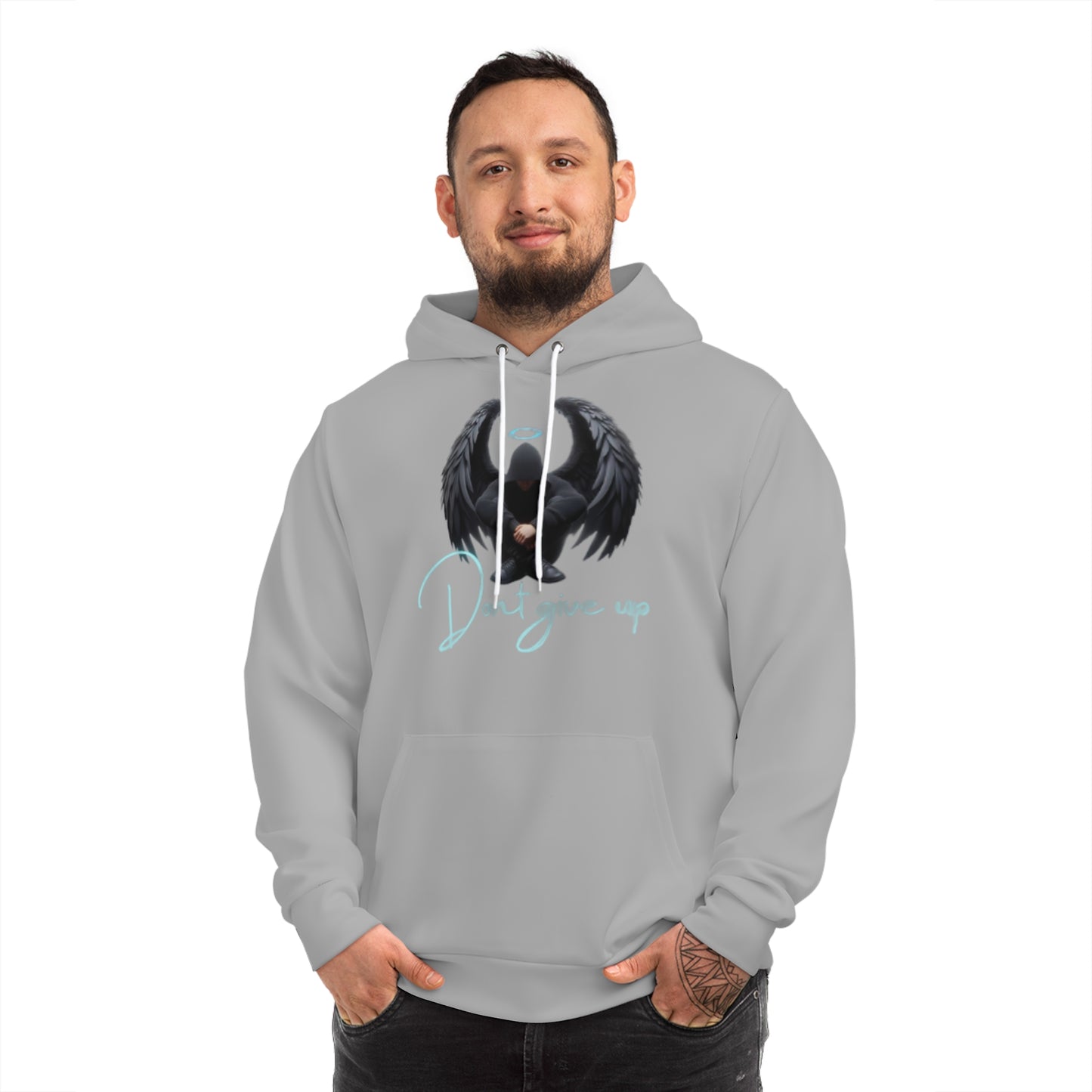 Ash Cloud Grey Hoodie for Men – Rise Above Don’t Give Up Drive Wear