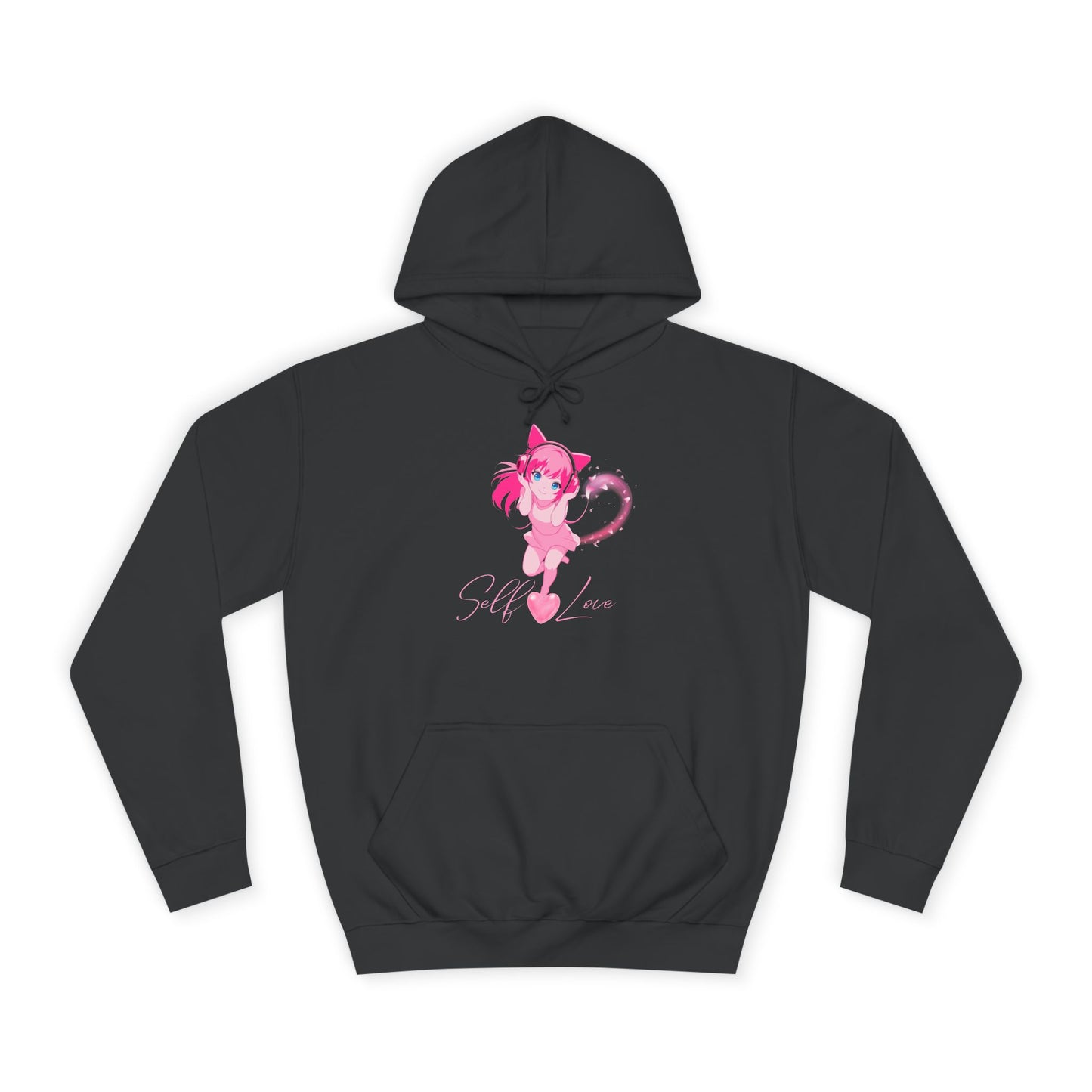 Charcoal Grey Self-Love Sweatshirt – Cute Pink Anime Aesthetic Pullover