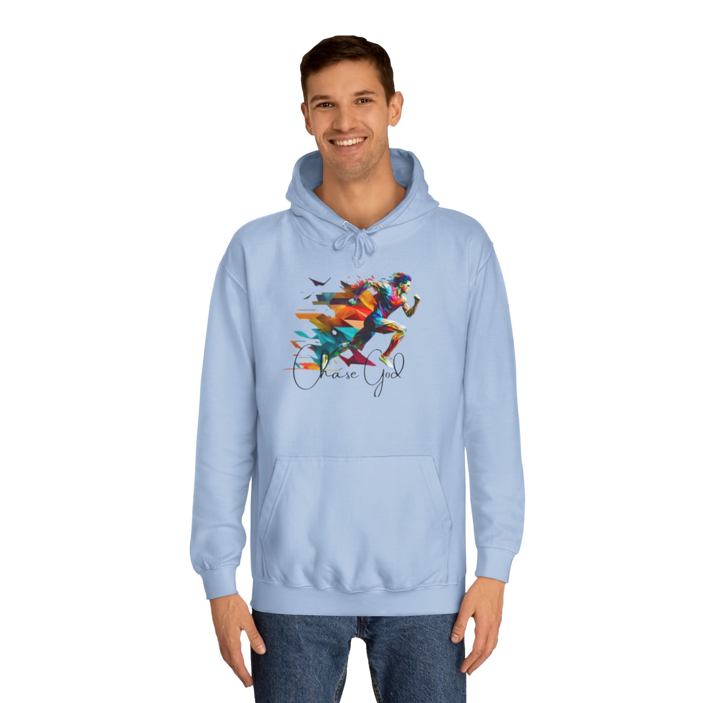 Angel White Faith Hoodie for Men – "Chase God, Inspire & Elevate" Spiritual Motivation Wear