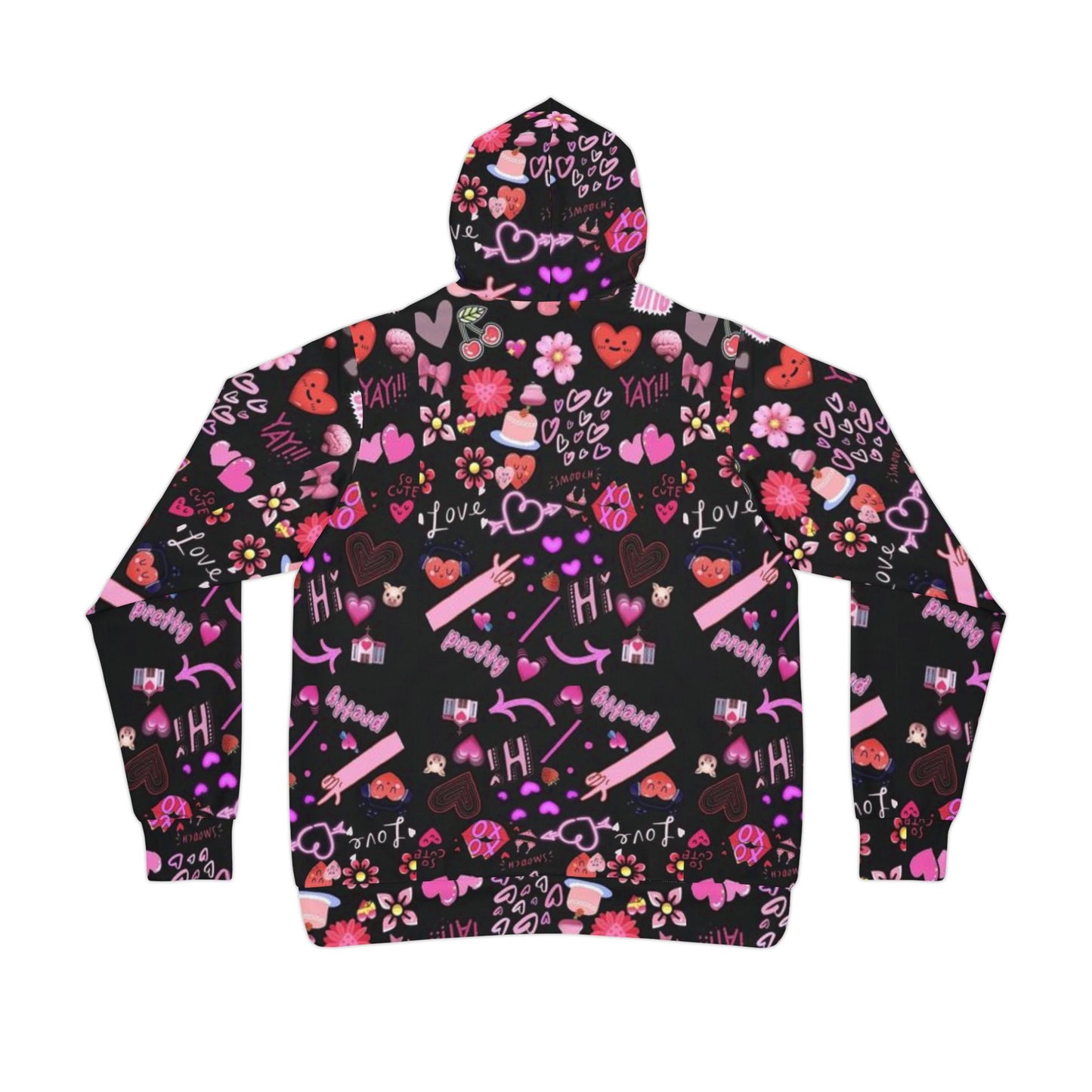 ❤️ Colorful Love Graphic Black Hoodie – Trendy Sportswear Sweatshirt for Men & Women