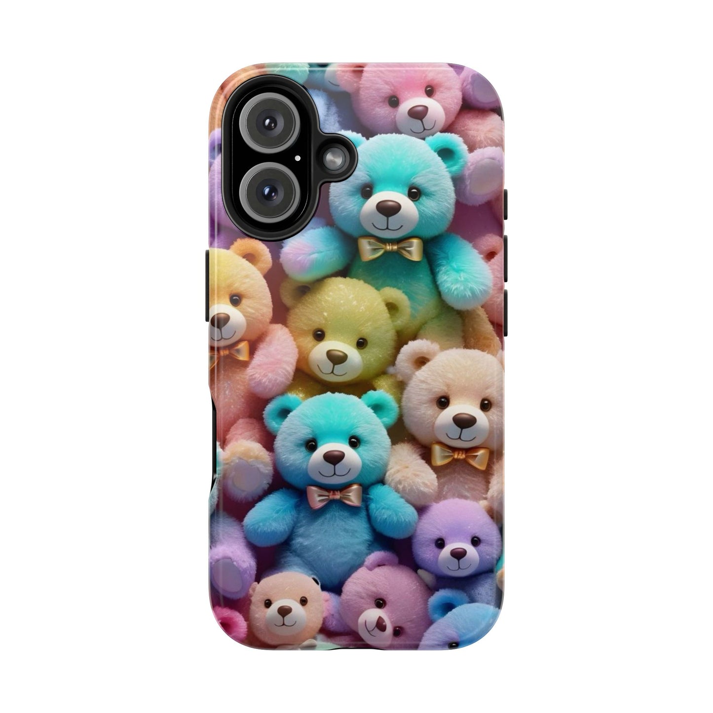 "Cute Teddy Bear Tough Phone Case – Colorful Plush-Inspired Protective Cover for iPhone & Android"