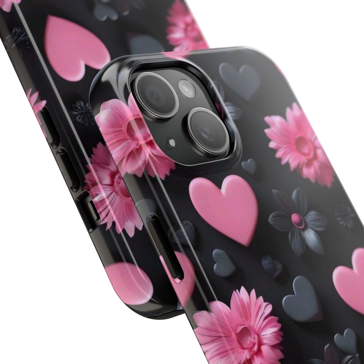 Floral Heart Tough Phone Case - Durable Protection Bold Design For iPhones & Androids