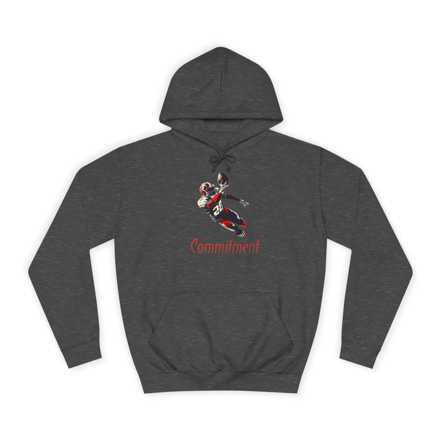 Steel Grey Men’s Game Day Football Hoodie – Commitment Athletic Sweatshirt with Drawstrings & Kangaroo Pocket