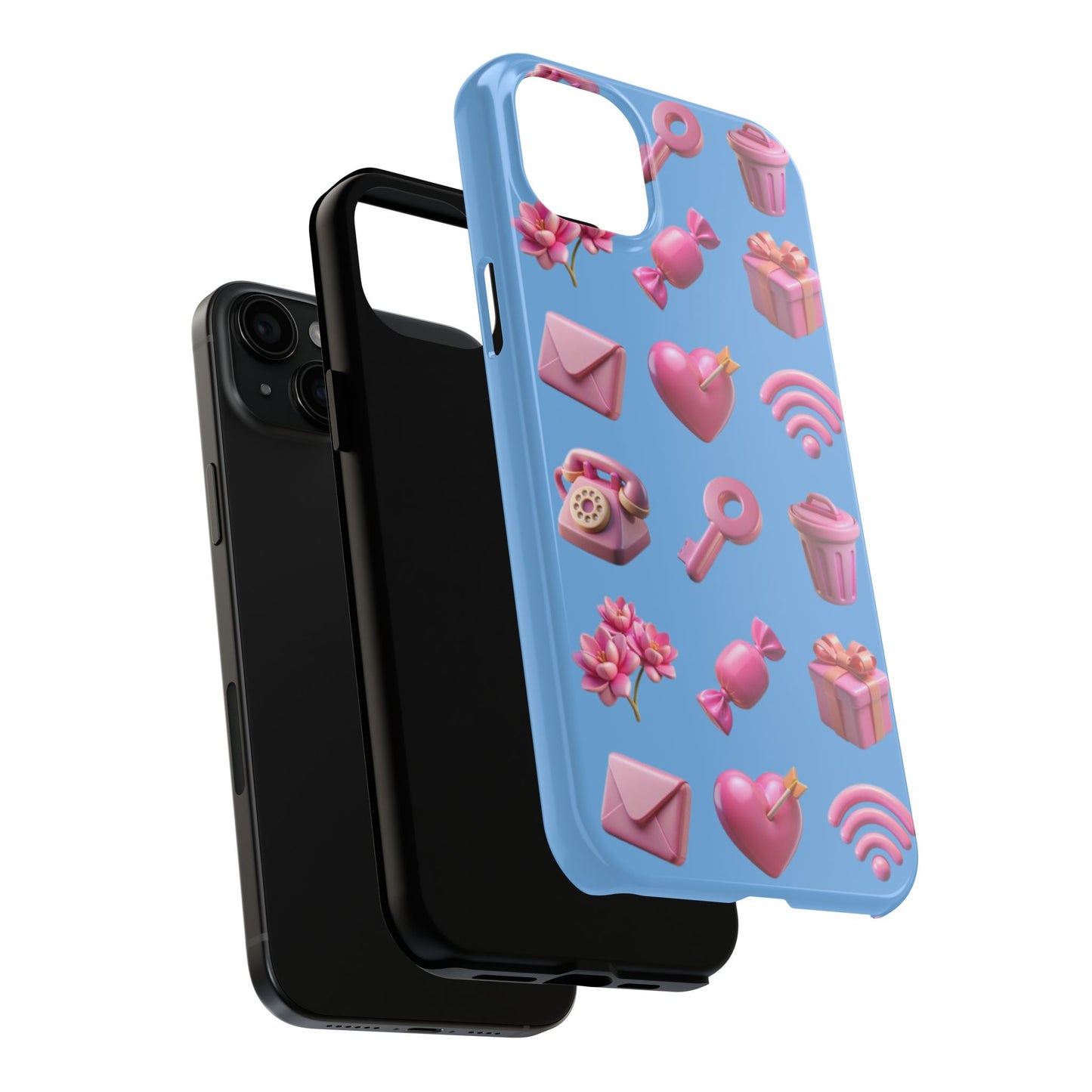Cute and Colorful Tough Phone Case - Pink Emojis Design