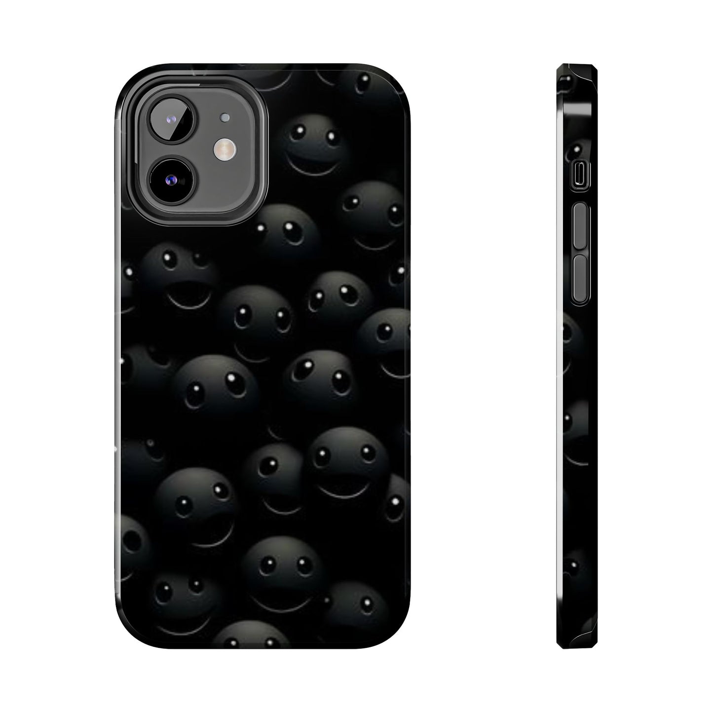 😊 Cute Smiley Face Black Tough Phone Case – Fun & Durable Protection for iPhone & Android