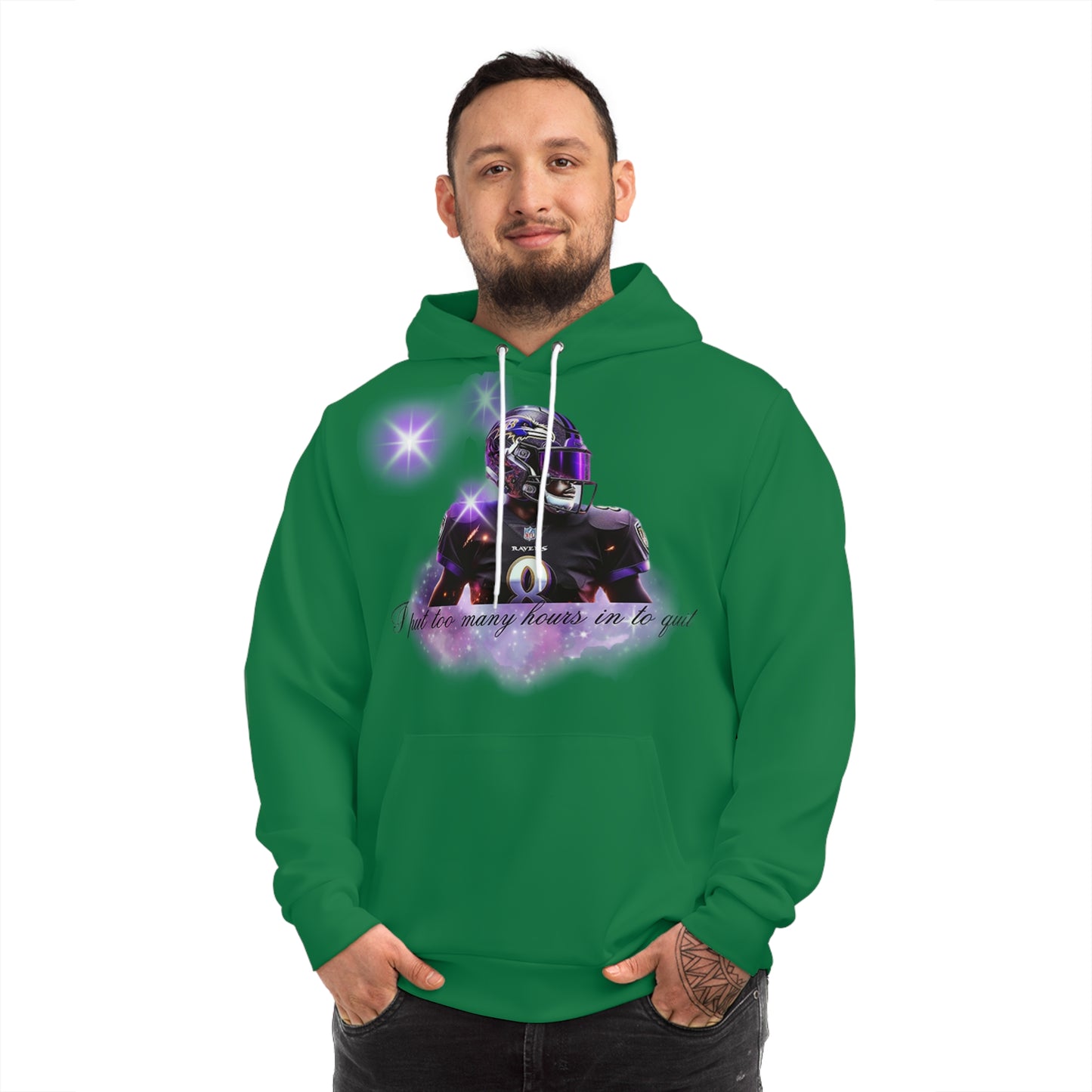 Forest Green "Grind Never Stops" Hoodie – Hustle for Victory Football Sweatshirt