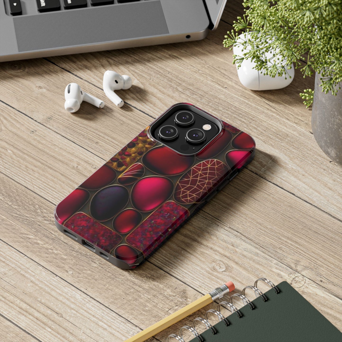 🔴 Tough Phone Cases – Red Stones Design for iPhone & Android – Durable Protection & Stylish Look
