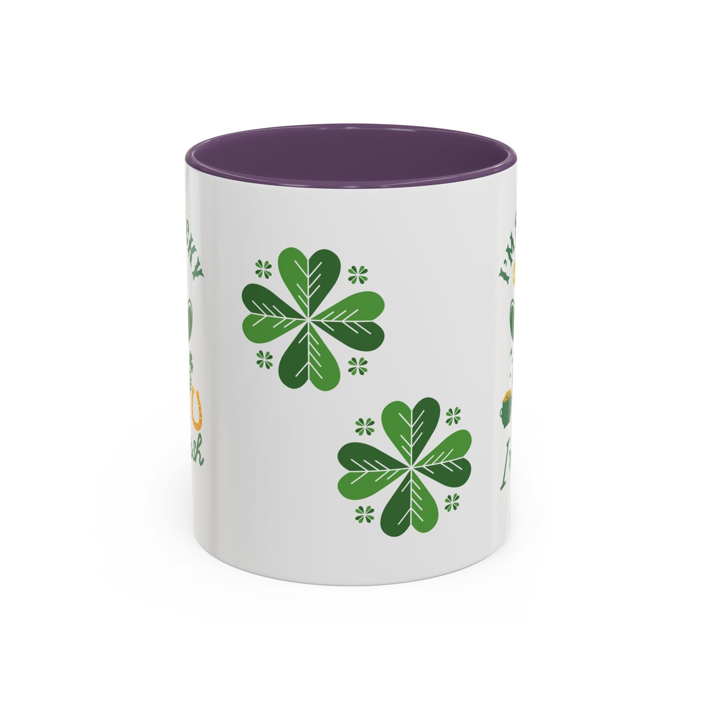 "Funny St. Patrick's Day Coffee Mug – 'I'm So Lucky I'm Irish' with Cowboy, Pot of Gold & Horseshoe Design"