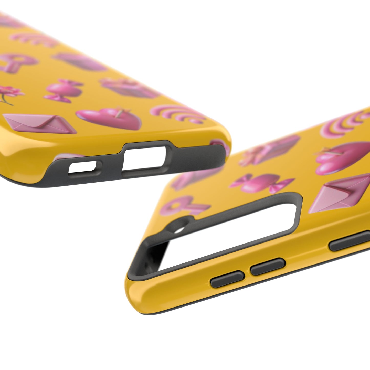 Cute and Colorful Tough Phone Case - Pink Emojis Design
