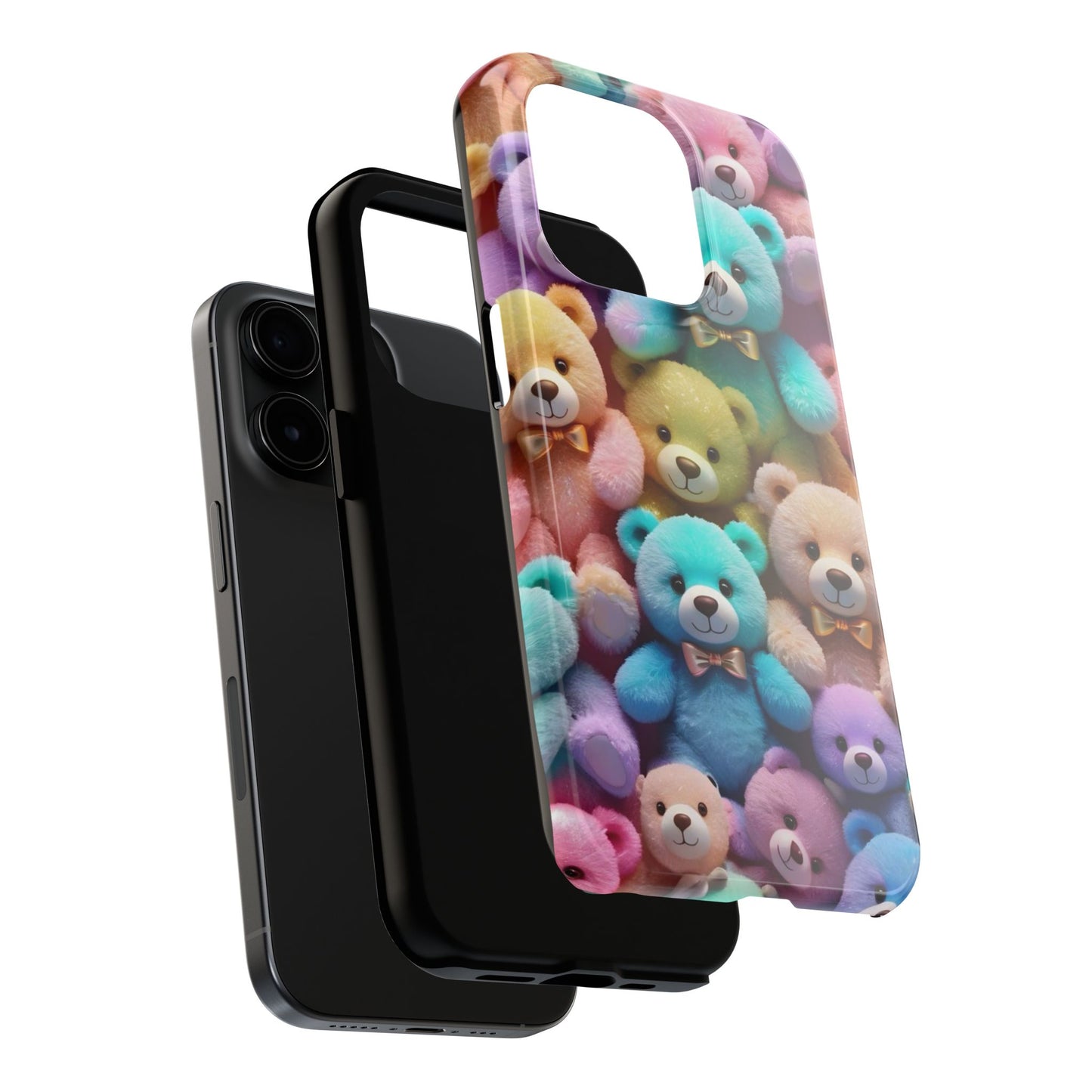 "Cute Teddy Bear Tough Phone Case – Colorful Plush-Inspired Protective Cover for iPhone & Android"