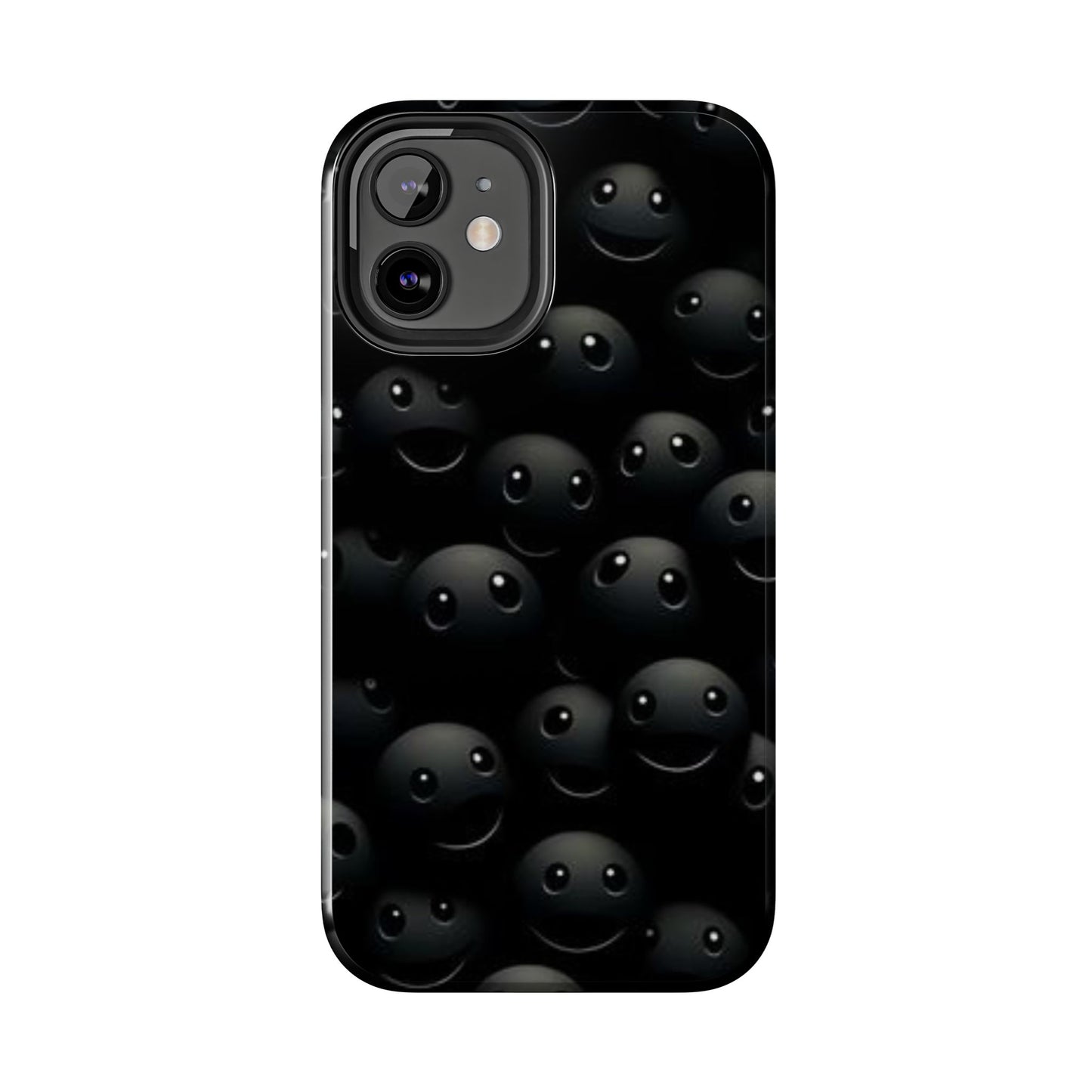 😊 Cute Smiley Face Black Tough Phone Case – Fun & Durable Protection for iPhone & Android