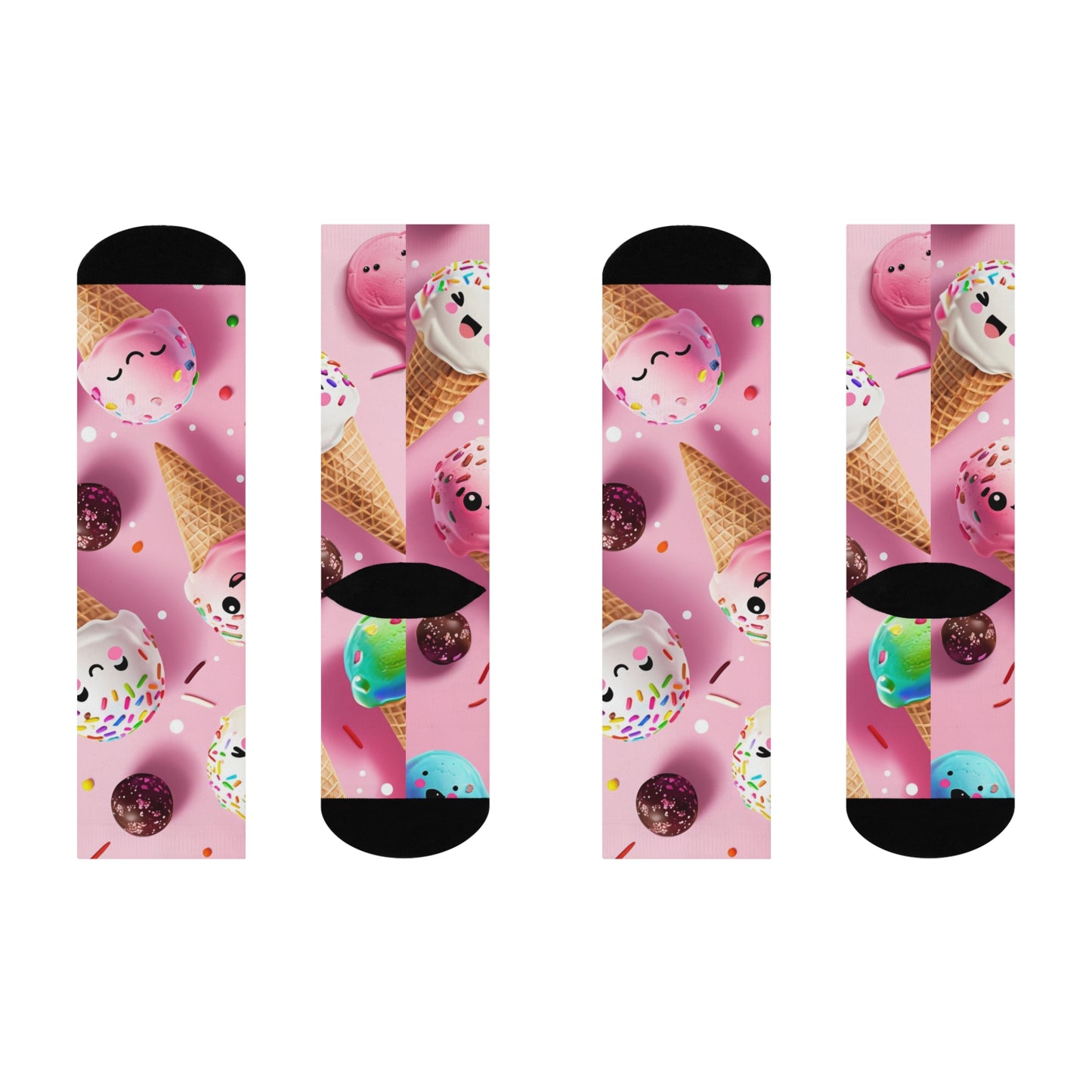 Cushioned Crew Socks- Cute Ice Cream Cuties